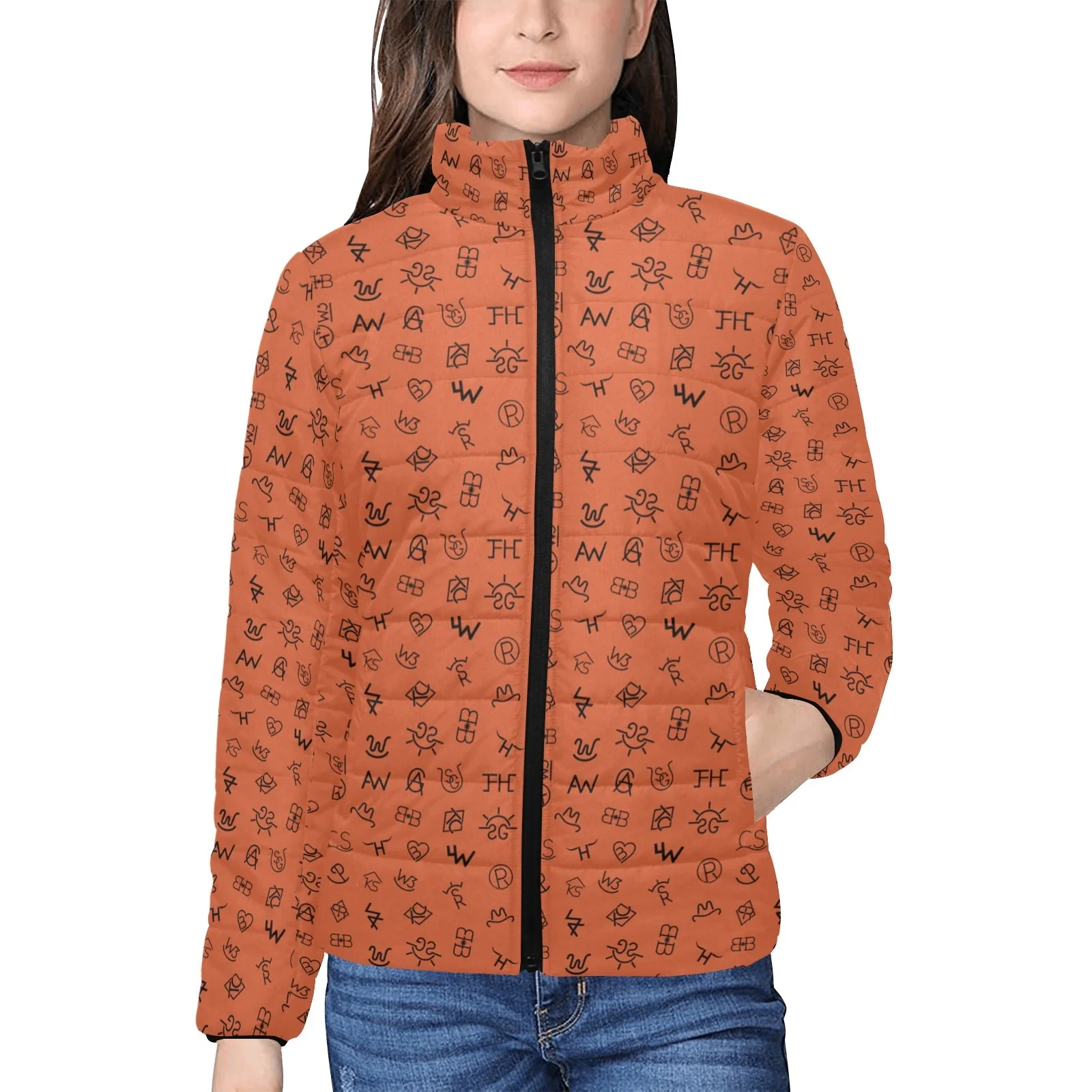 Stylish Rust Cattle Brands Women's Puffy Bomber Jacket Prestigious