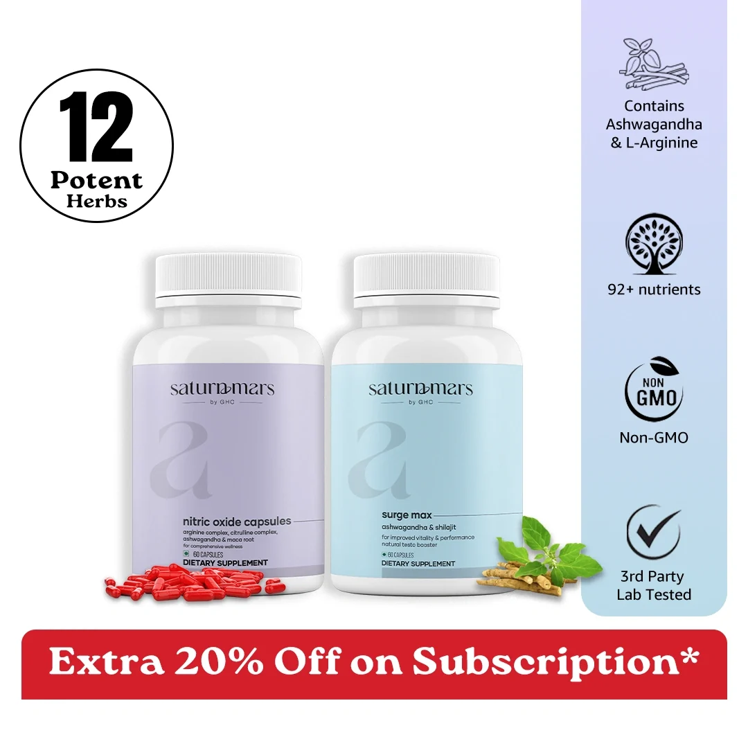 Enhanced Saturn Mars GrowthMax Combo with Nitric Oxide Blend Adaptogens – Circulation Hormonal Balance Vitality Support 120N Verified