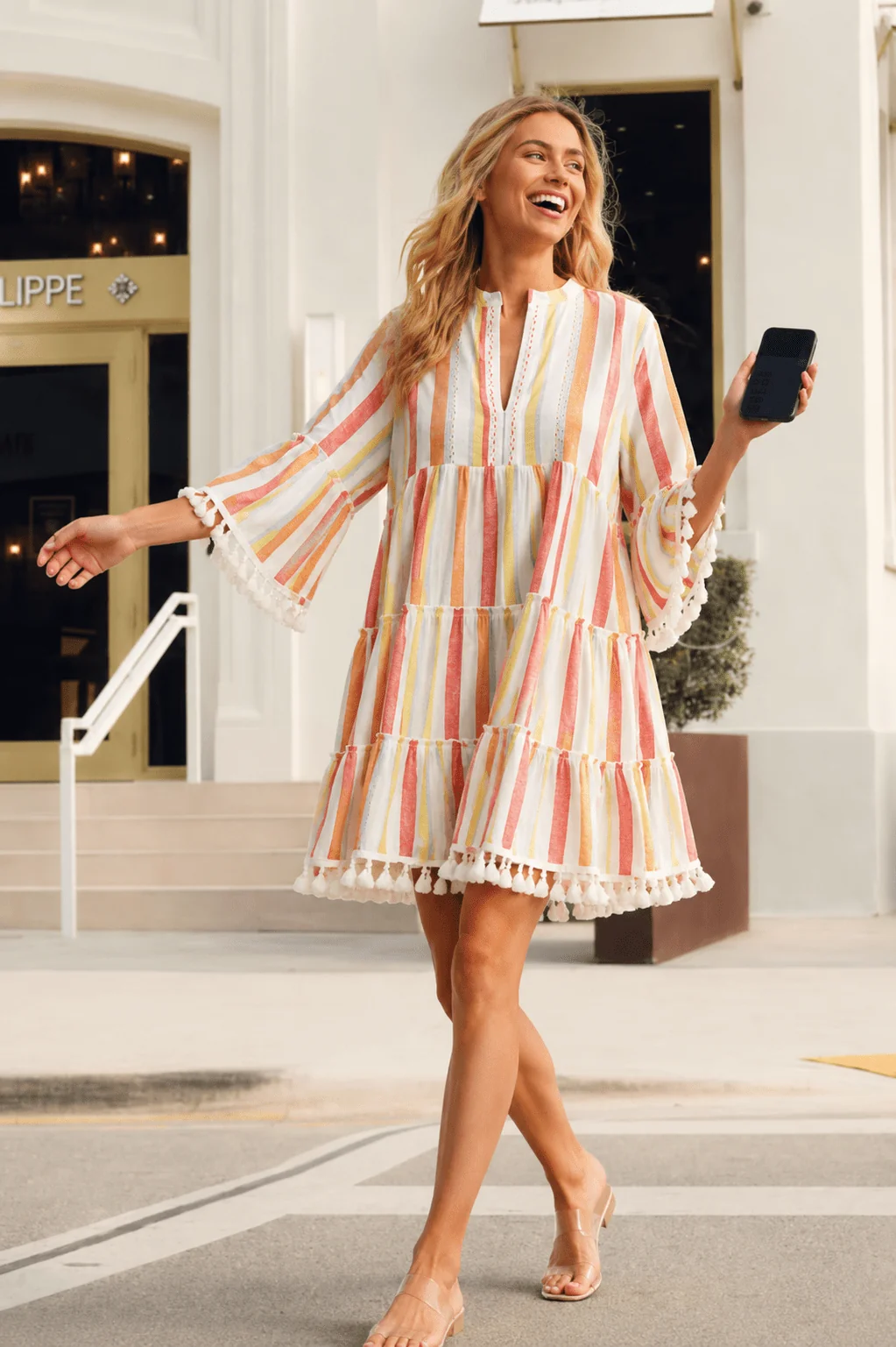 User-Friendly Club Moda Women's 3 4 Sleeve Mini Dress – Boho Resort Beach Vacation Sundress Genuine