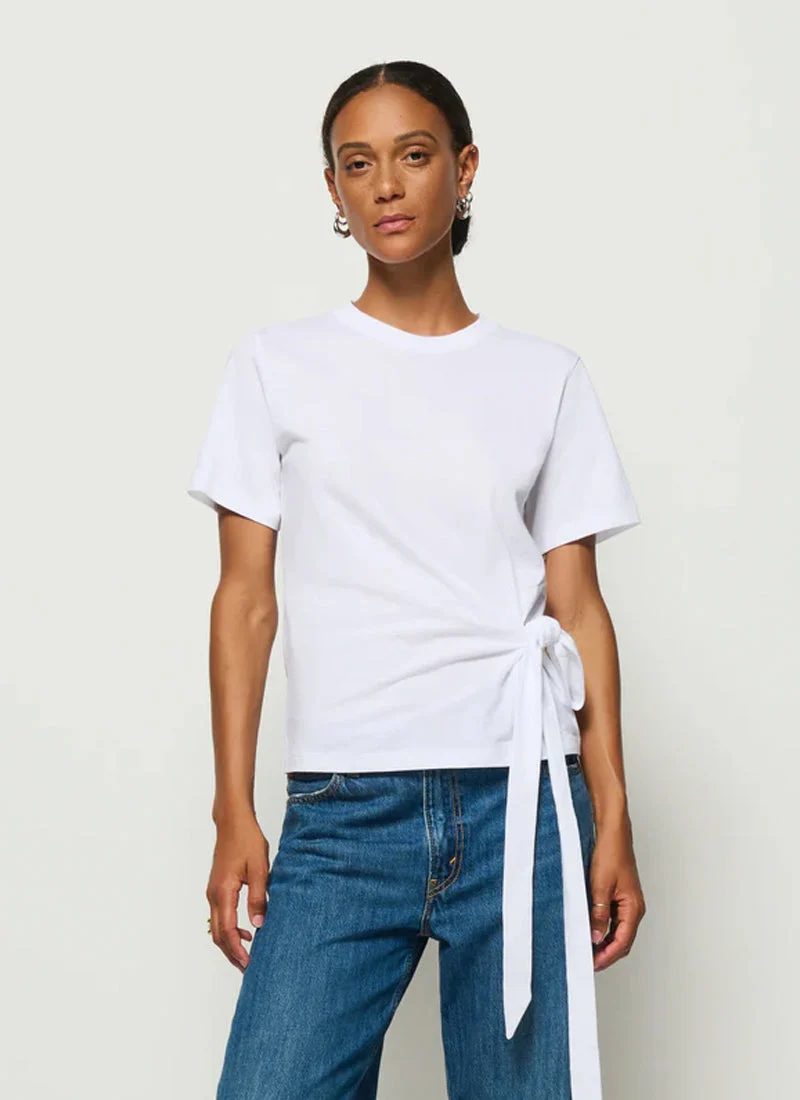 Convenient Nation Ltd Vincent Side Tie T-Shirt in White Efficient