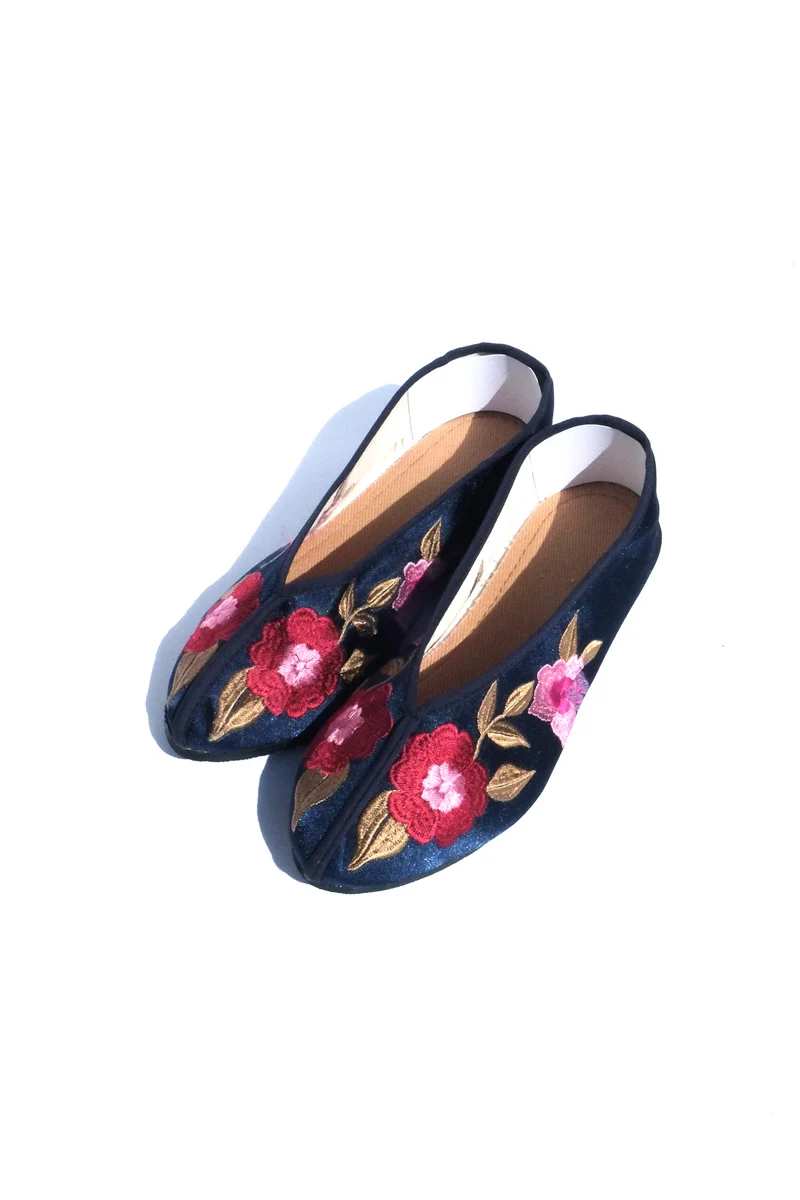 Exceptional embroidered theater shoes - navy Pure