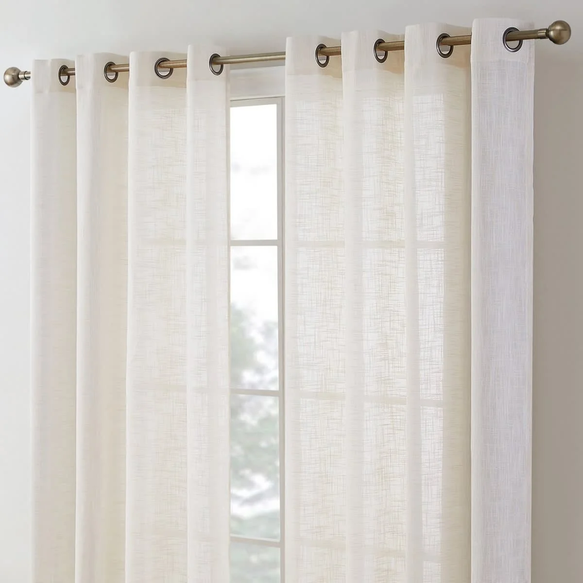 Certified Thd Harley Faux Linen Textured Semi Sheer Sun Light Filtering Window Grommet Curtain Panels 2 Panels Healthy