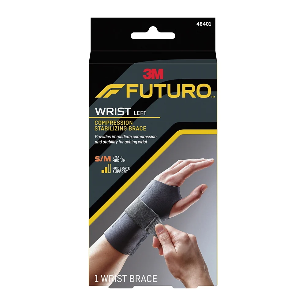 Efficient 3M Futuro Energizing Compression Stabilizing Brace Left Hand Wrist Small and Medium Moderate Support 1Ea Minimalist