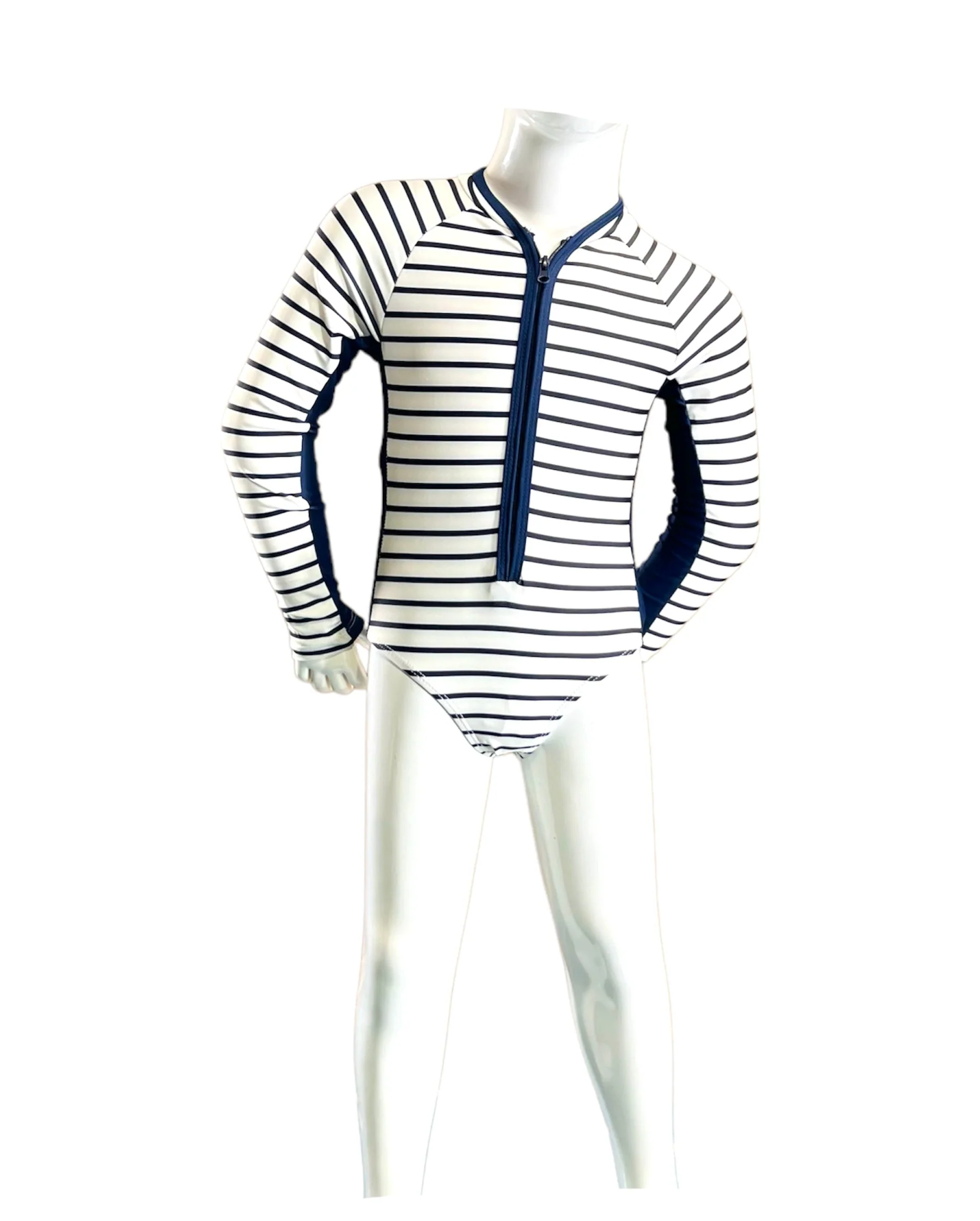 Functional Marina West K4804 Rash Guard One Piece Swimsuit Stripe Navy Proven