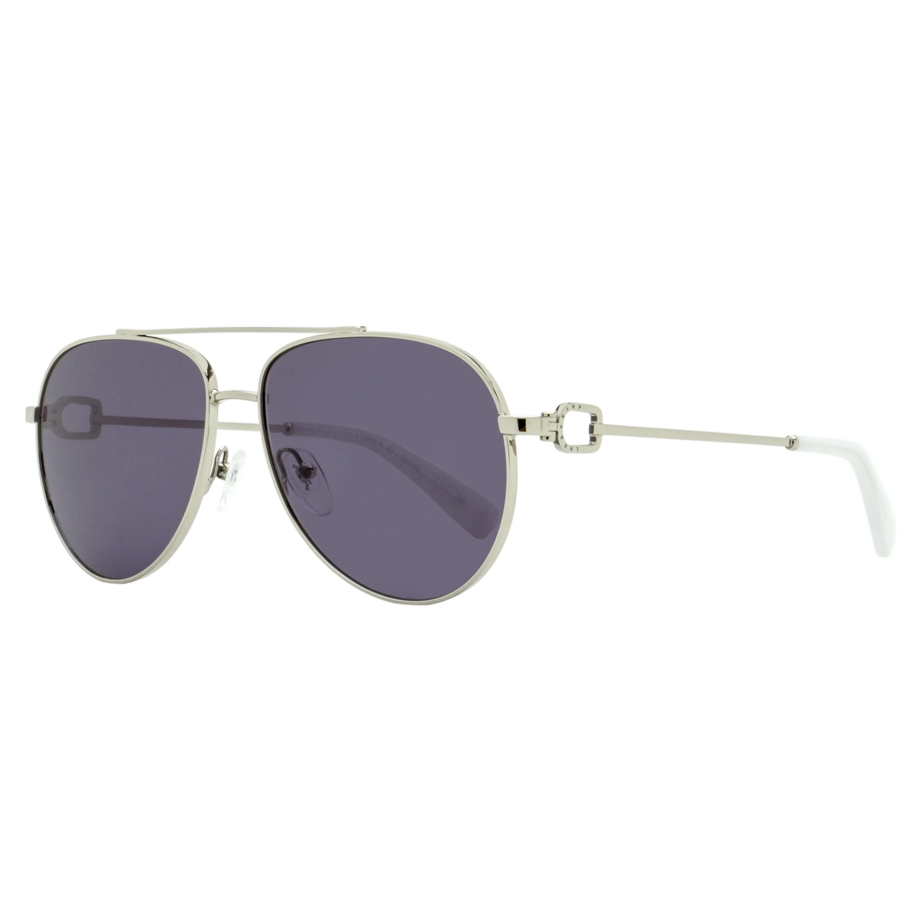 Effective Longchamp Horsebit Pilot Sunglasses LO178S 044 Silver 58mm Natural