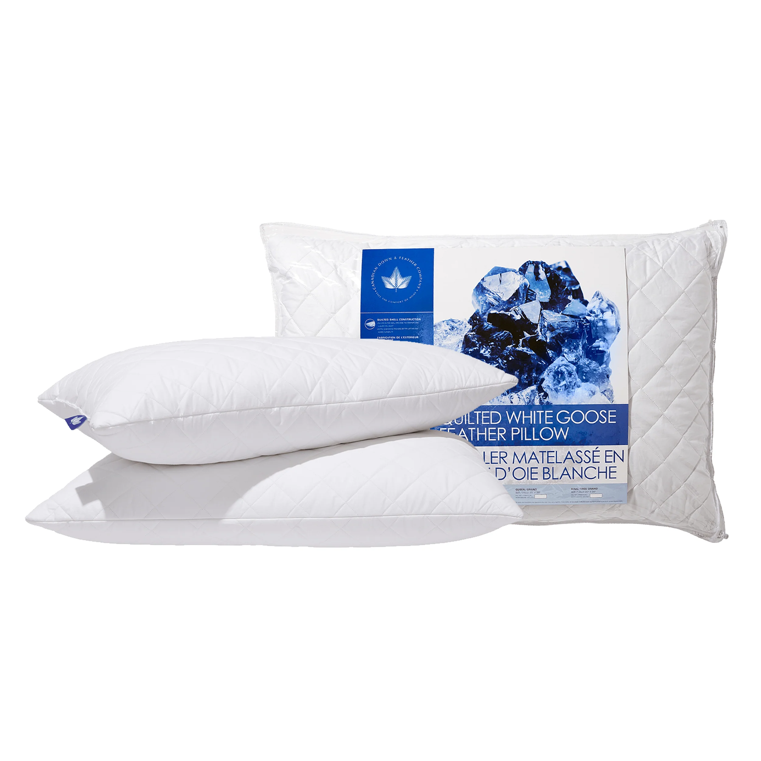 Elegant Canadian Down Feather Company Quilted White Goose Feather Pillow Firm Support 2 Pack Proven