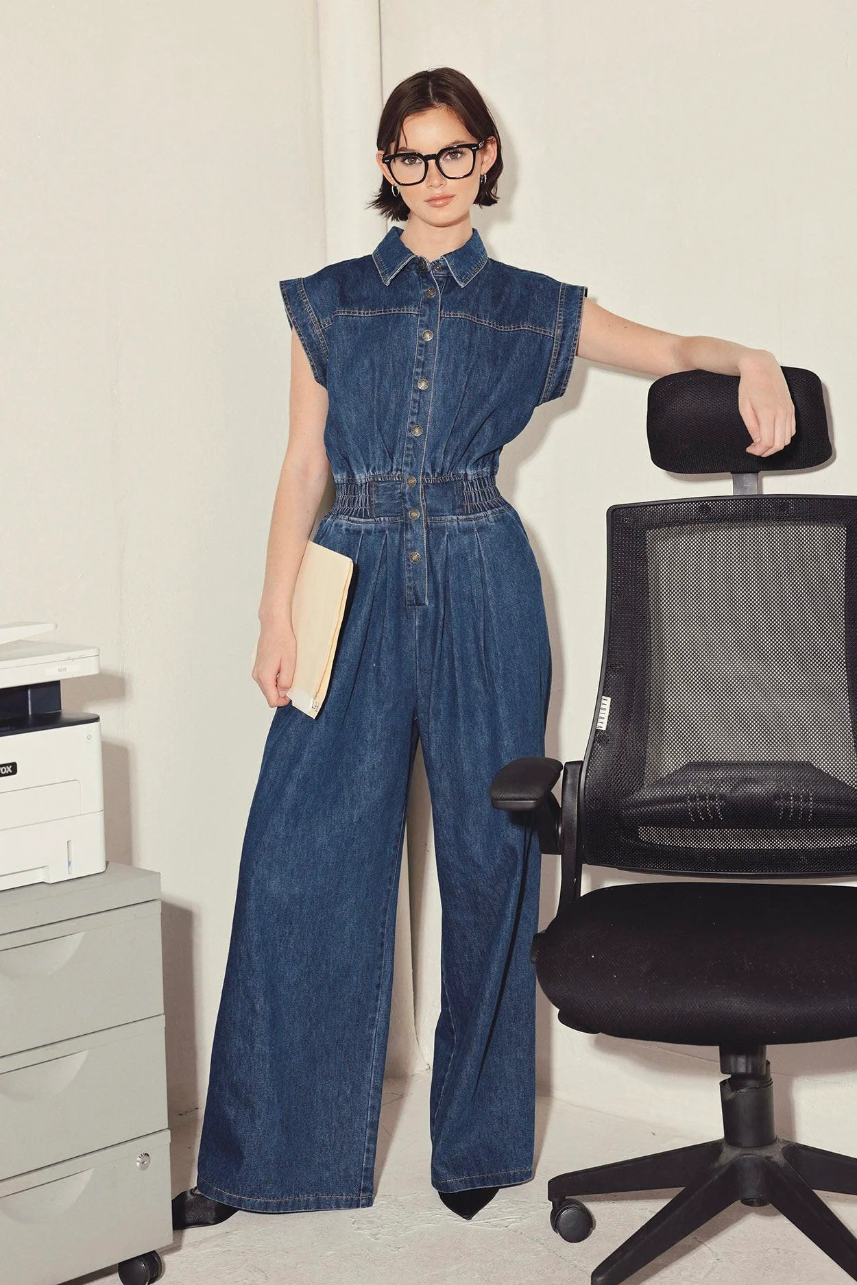 Healthy Power Play Denim Jumpsuit Natural
