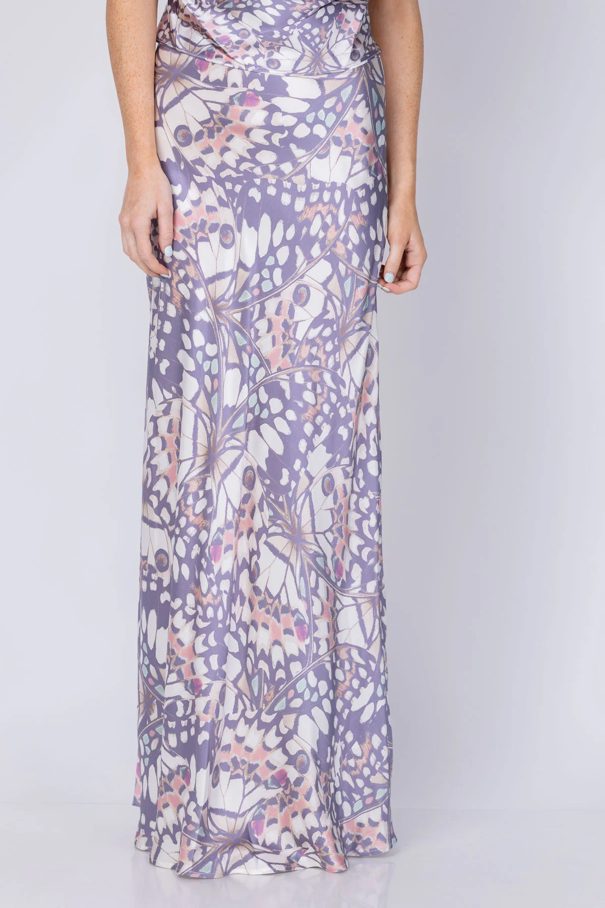 Clean L'AGENCE Ryker Waistband Bias Skirt in Multi Butterfly Wing Proven
