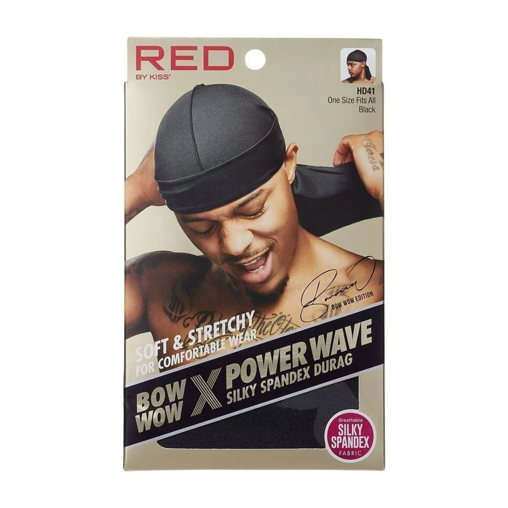 Detailed Red by Kiss Durag Bow Wow Power Wave Silky Spandex Black 1 Ea Easy-to-Use