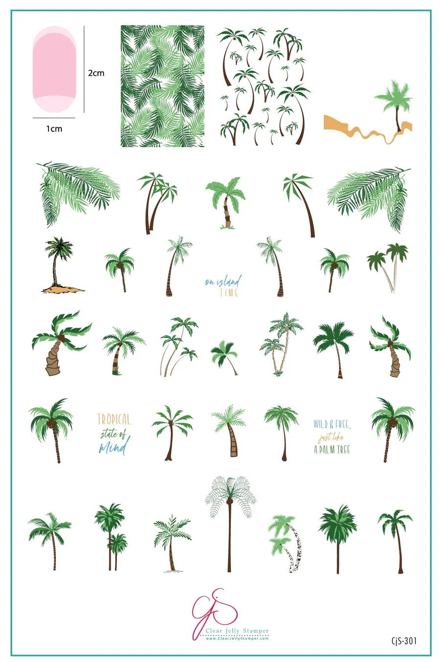 Traditional Pretty Palms CjS-301 - Clear Jelly Stamping Plate Stylish