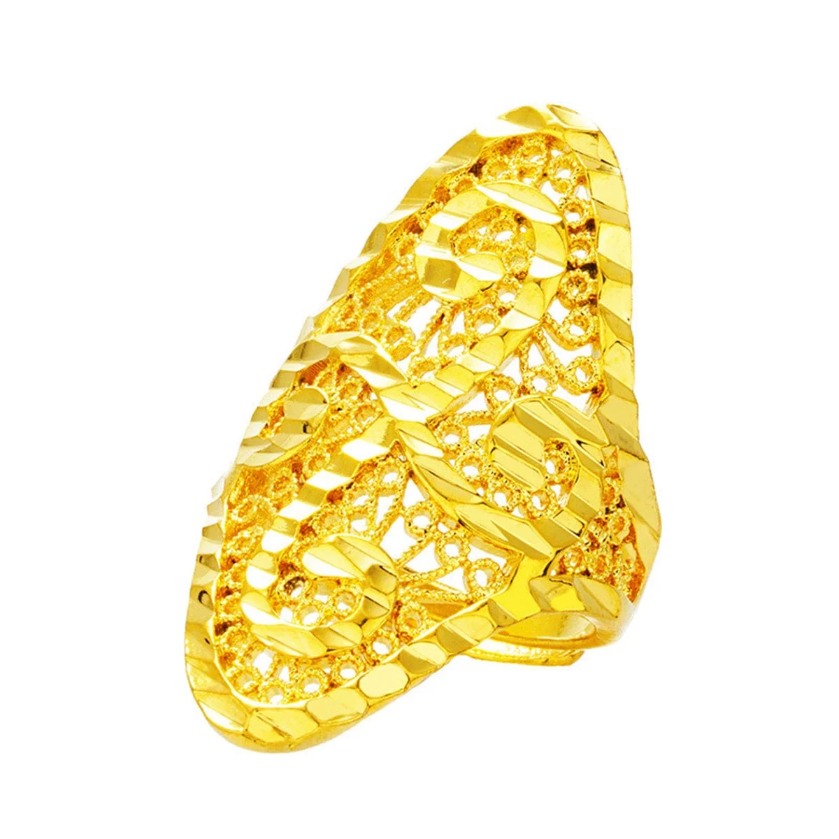 Sophisticated Goldtone Filigree Adjustable Bypass Ring Long-Lasting