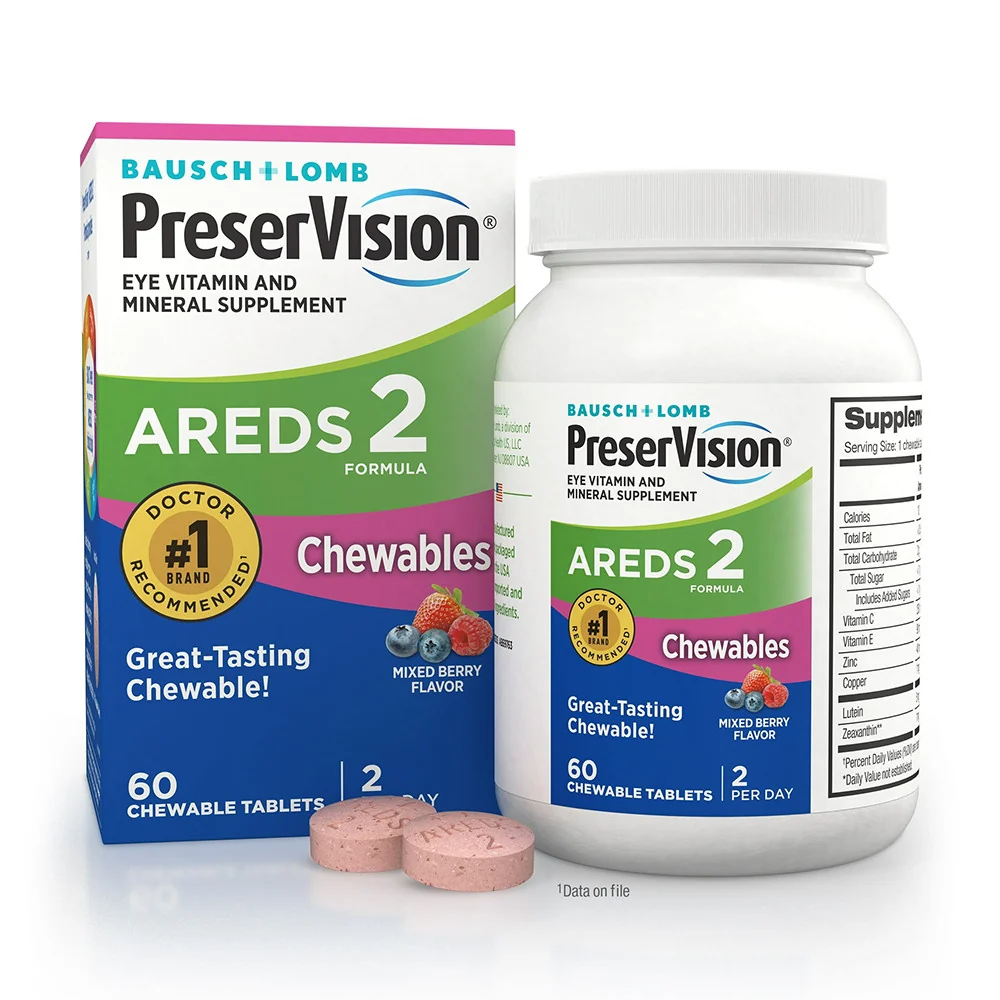 Modern Preservision Areds 2 Formula Eye Vitamin and Mineral Supplement Chewable Tablets Mixed Berry Flavor 60 Ea Lightweight