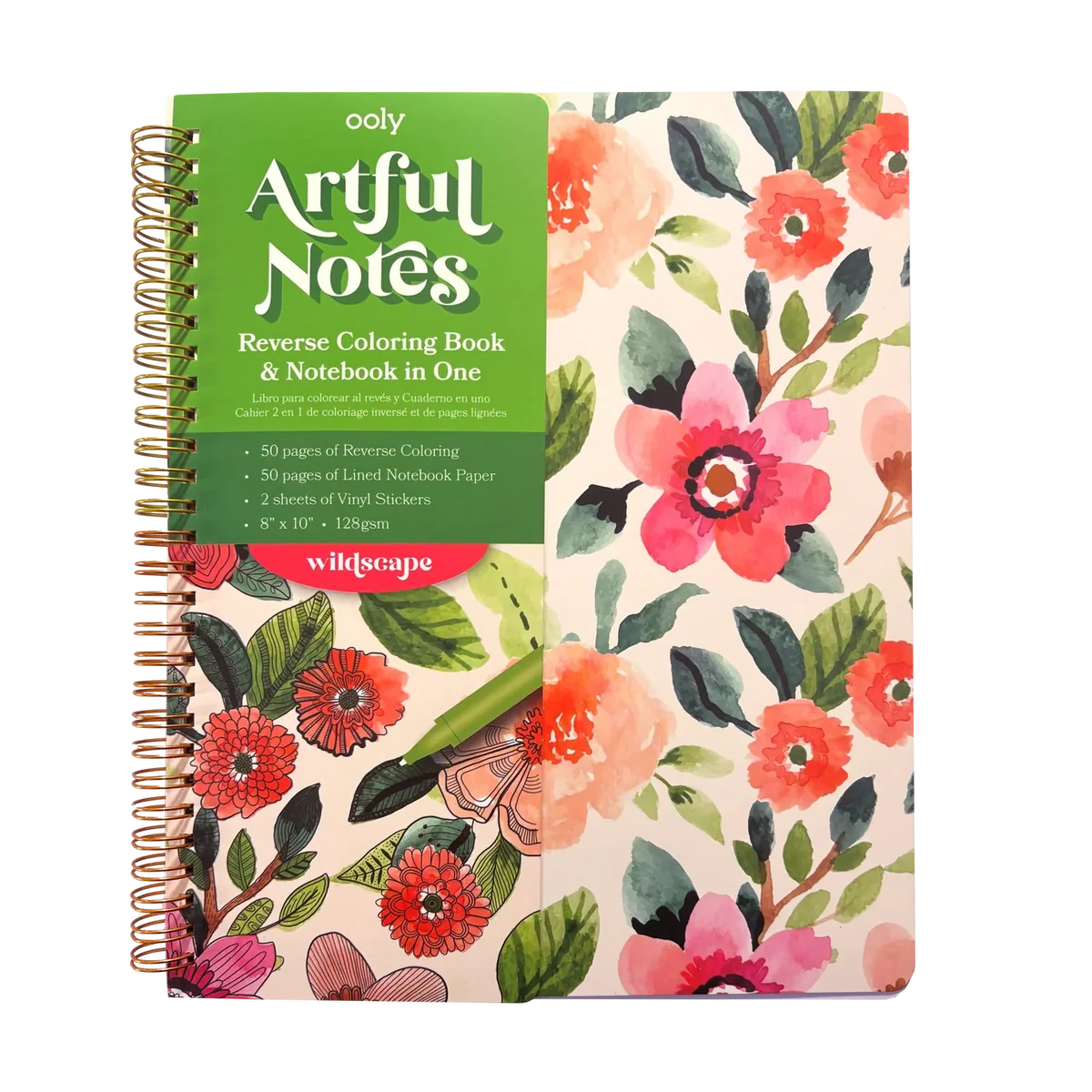 Sustainable Artful Notes Reverse Coloring Notebook Wildscape Next-Generation