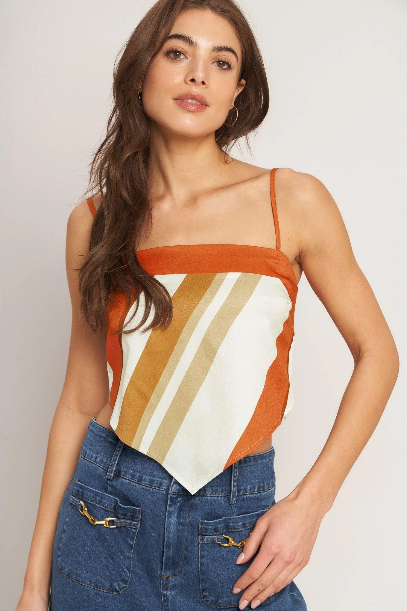 Soft Golden Horizon Woven Scarf Top Enhanced