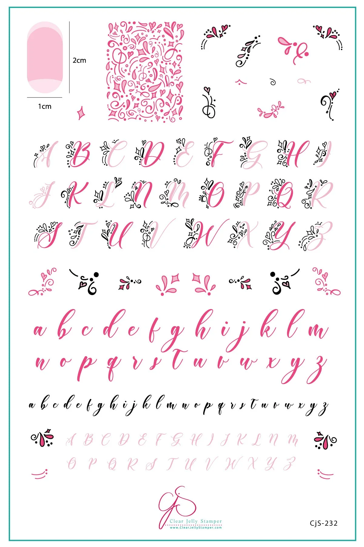 Powerful Alphabet – Twirly Swirly CjS-232 - Clear Jelly Stamping Plate High-End