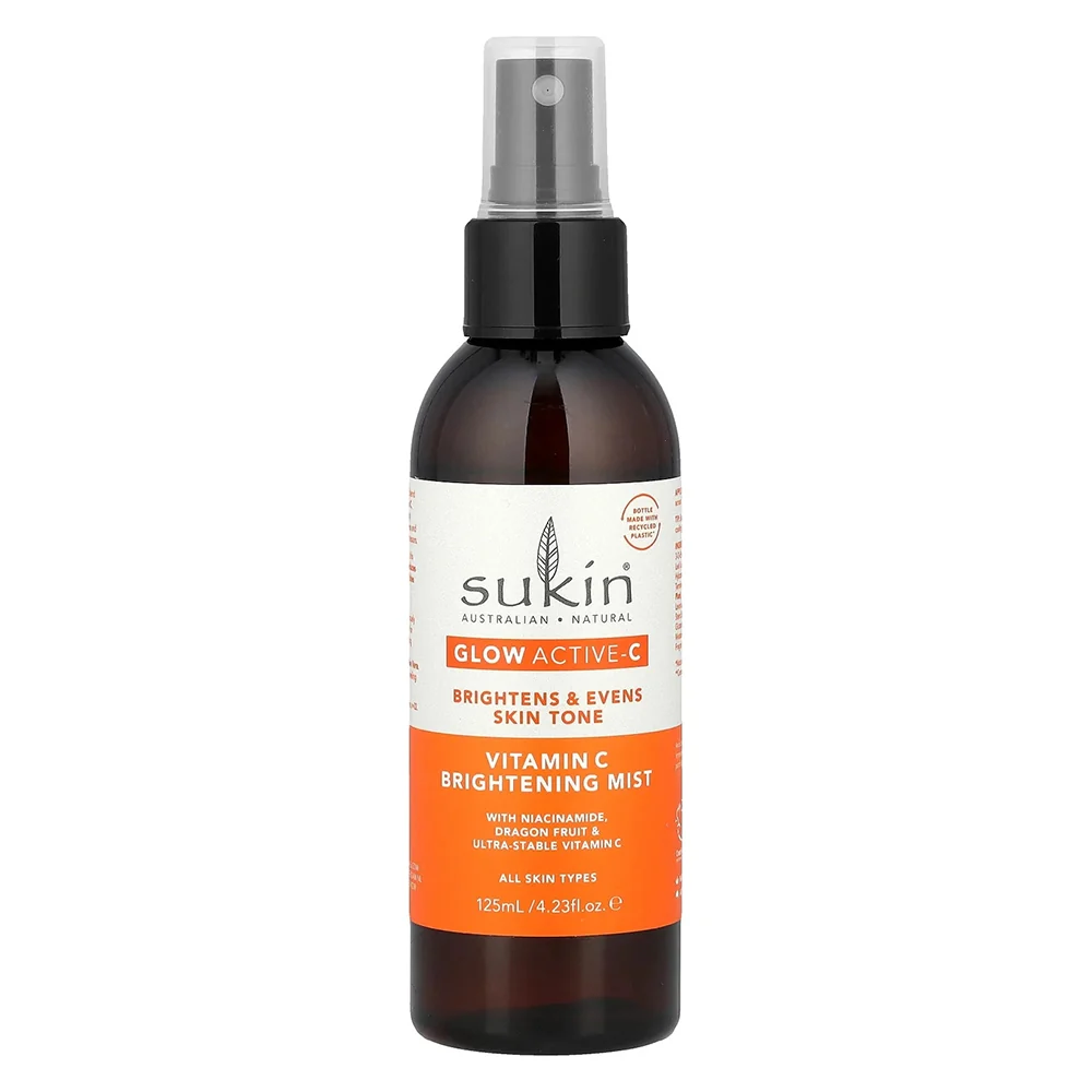 Soft Sukin Glow Active C Vitamin C Brightening Mist for Hydration and Even Skin Tone 4.23Oz 125ml Advanced