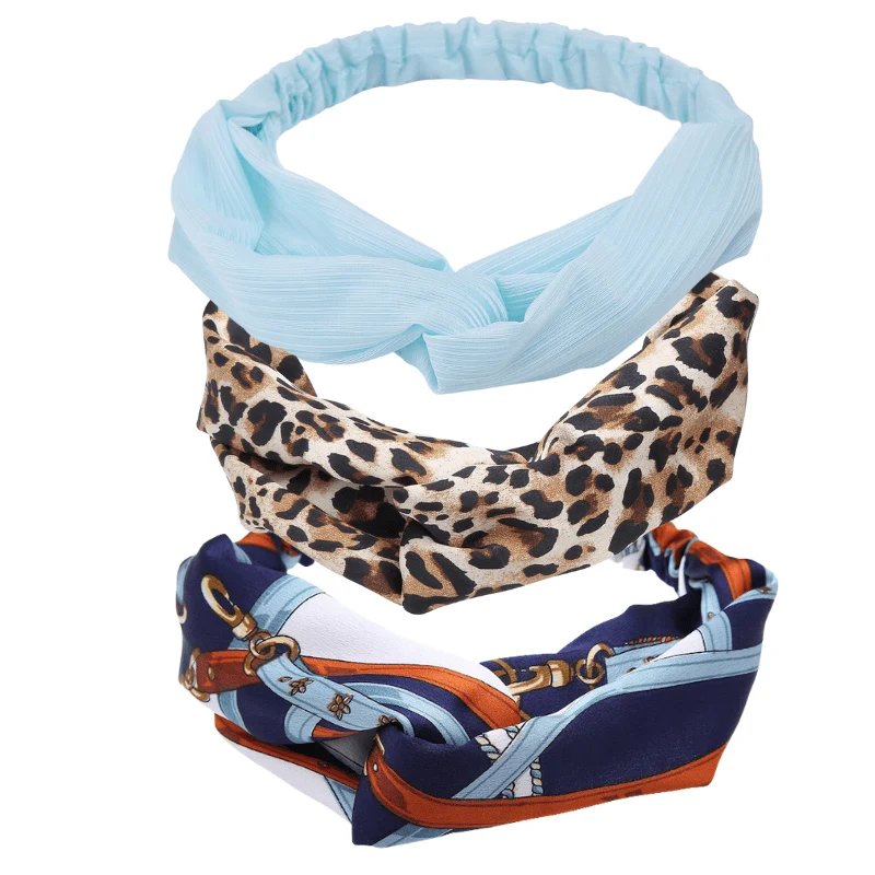 Soft Orange Blue Navy Rope Patterned Twisted Headband - Don't AsK - set of 2 Quality