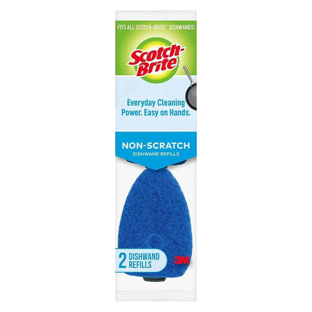 High-Quality Scotch Brite Non Scratch Dishwand 2 Refills Safe for Non-Stick Cookware Durable and Long-Lasting 1 Ea Natural