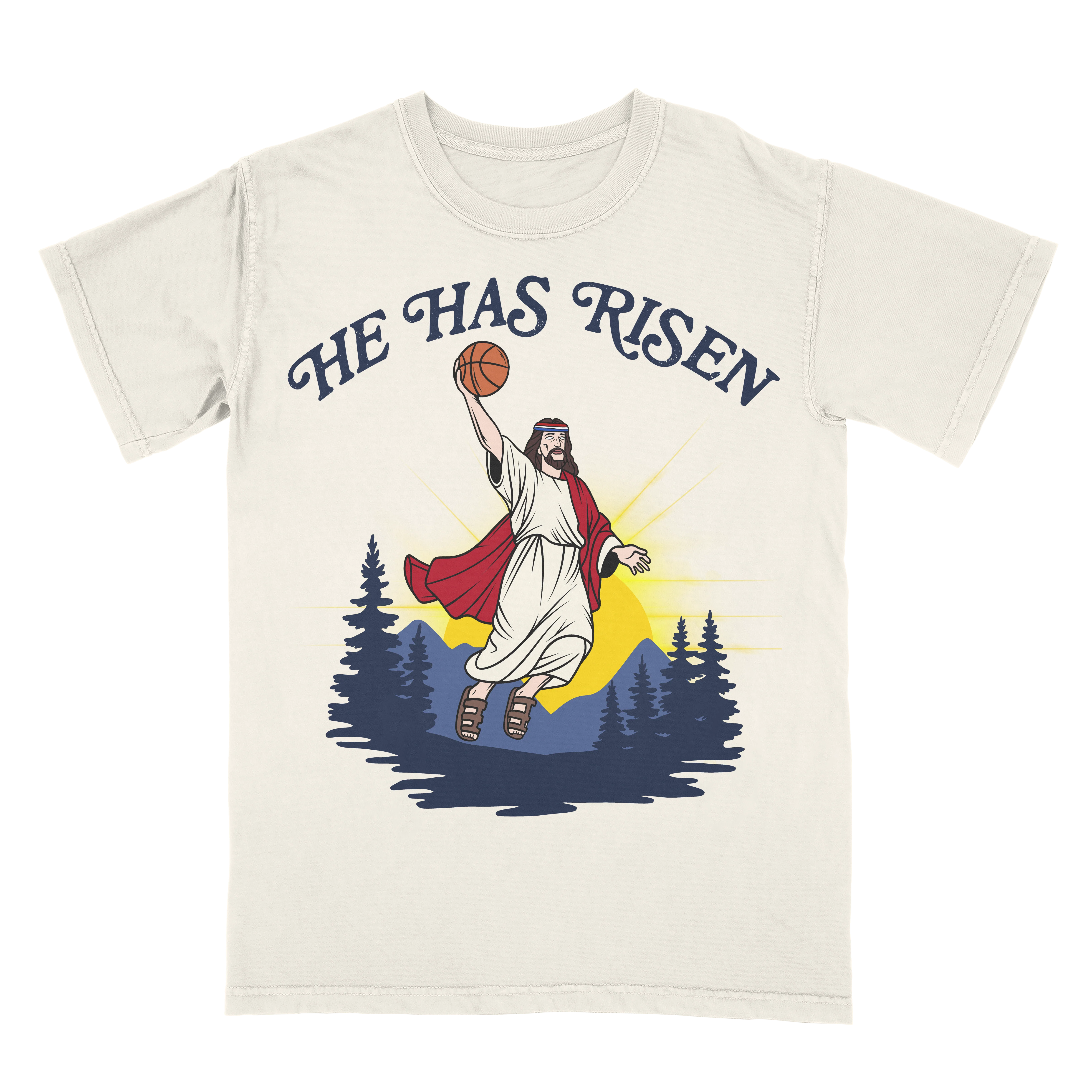 Fine Crafted Jesus Has Risen Limited Edition Christian Basketball Graphic T-Shirt Recyclable