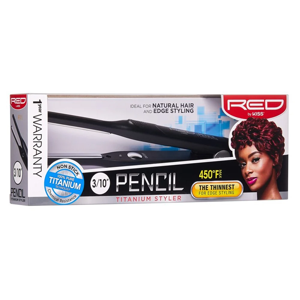 Consistent Kiss Red Pencil Titanium Styler for Natural Hair and Edge Styling Frizz Temperature Control Tangle Cord 1Ea Advanced
