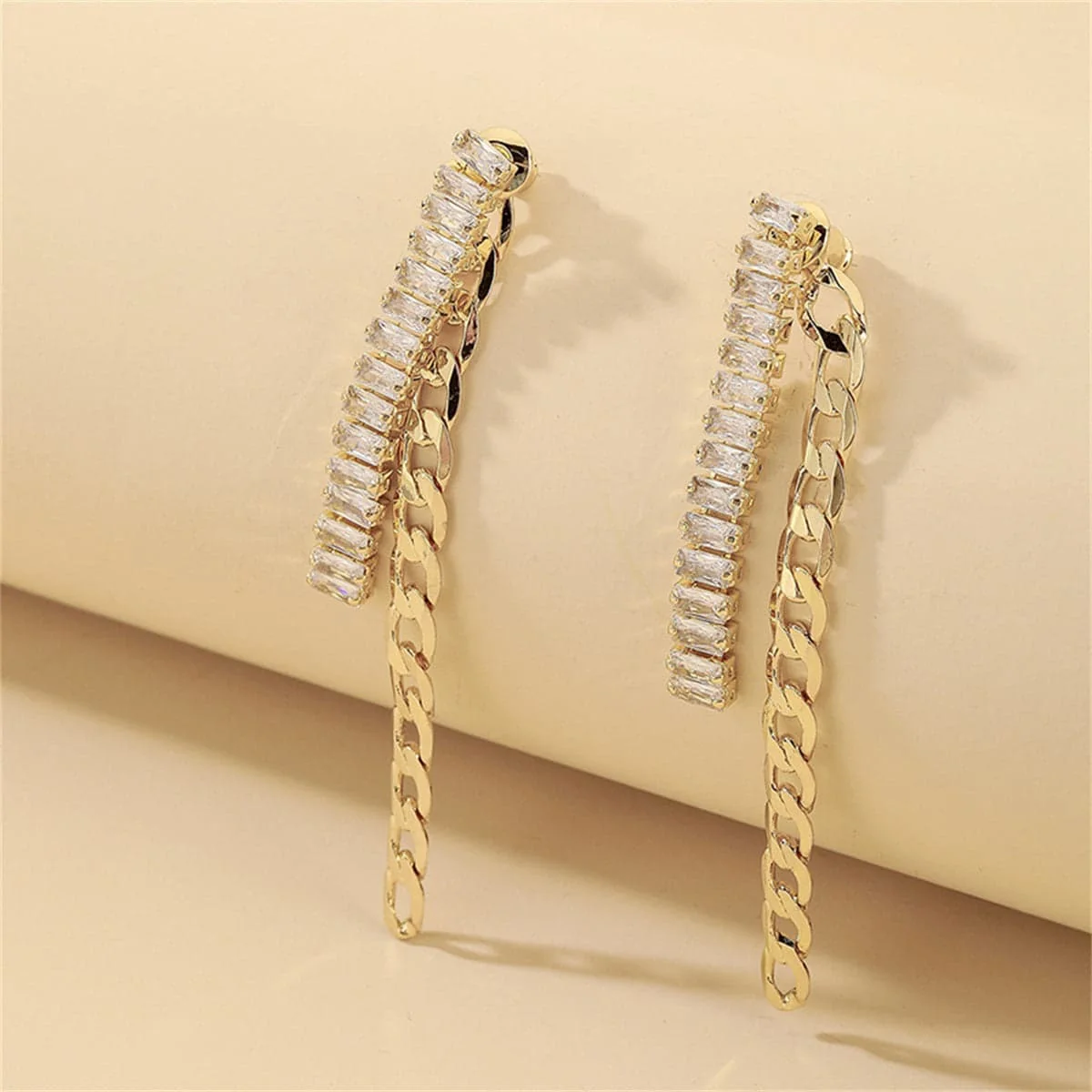 Superior Crystal Goldtone Wheat Chain Ear Jackets Elite
