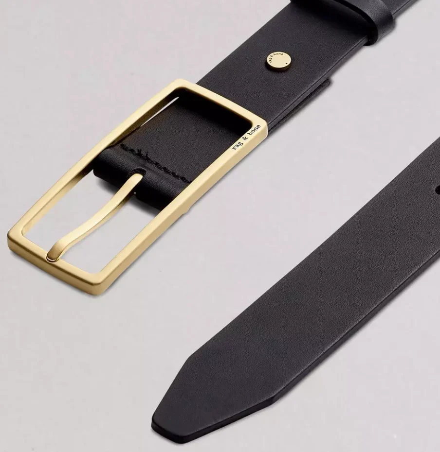 Selected Rag Bone Leather Rebound Belt in Black Smooth