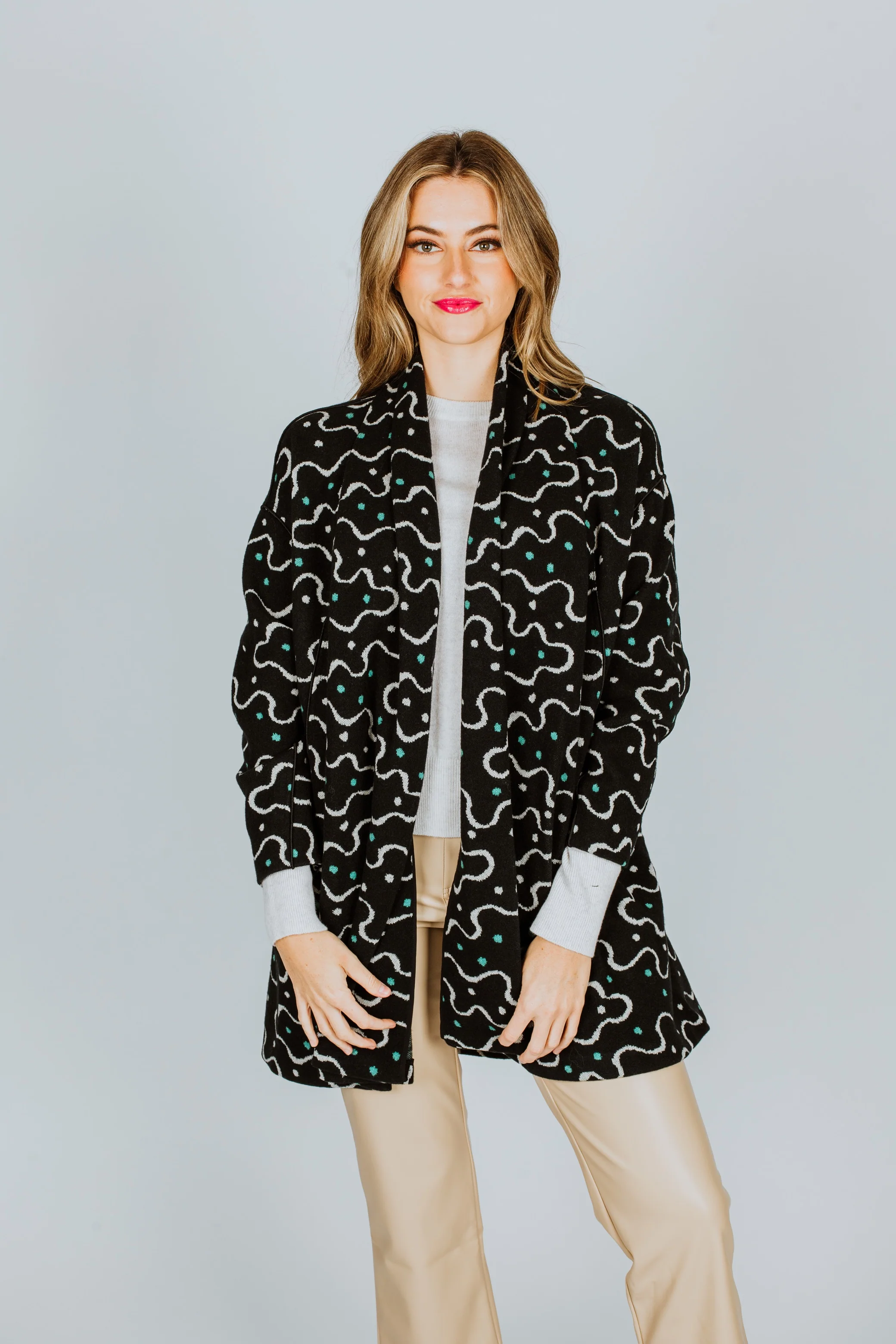 Long-Lasting DVF Moxie Oversized Coat in Snake Stripe Large Black Easy-to-Use