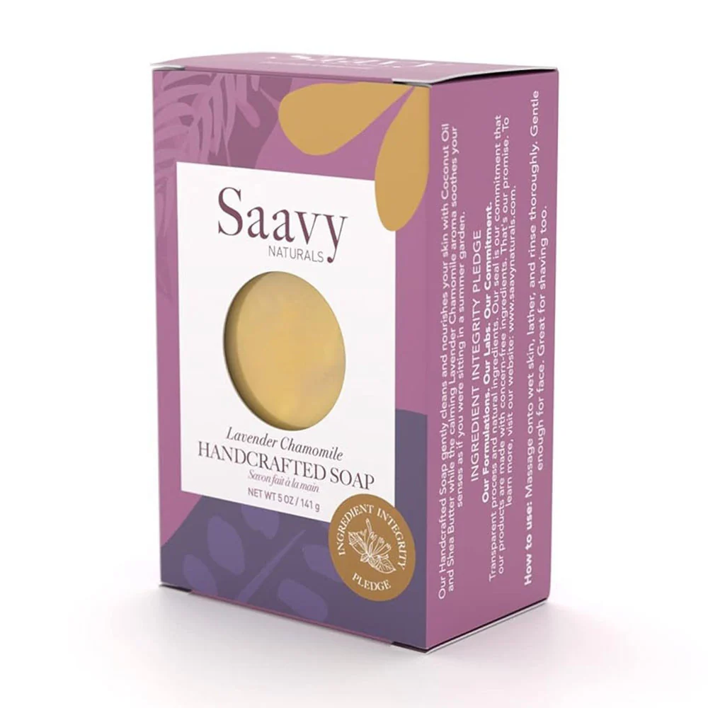 Environmentally Friendly Saavy Naturals Lavender Chamomile Handcrafted Soap 5 Oz Detailed