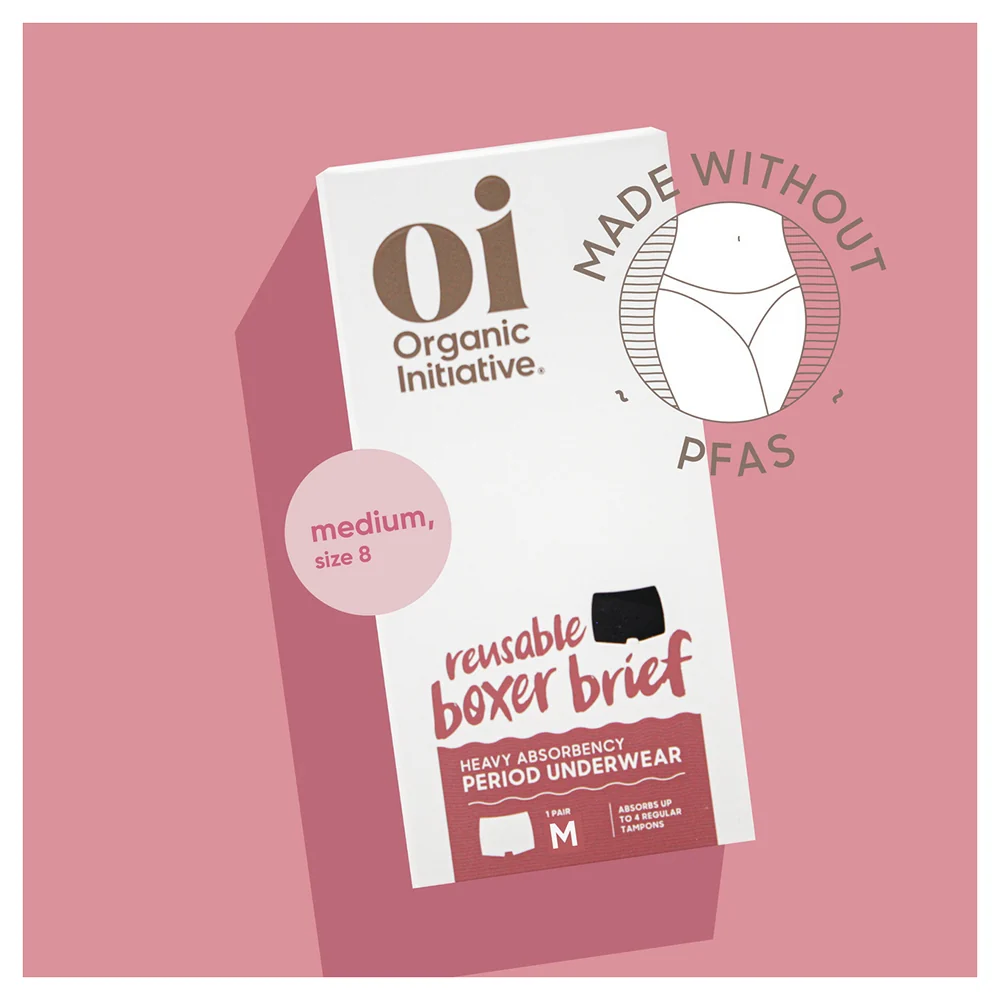 World-Class Organic Initiative Medium Reusable Period Underwear Boxer for Leak Protection and Sustainable Menstrual Care 1Ea Trusted