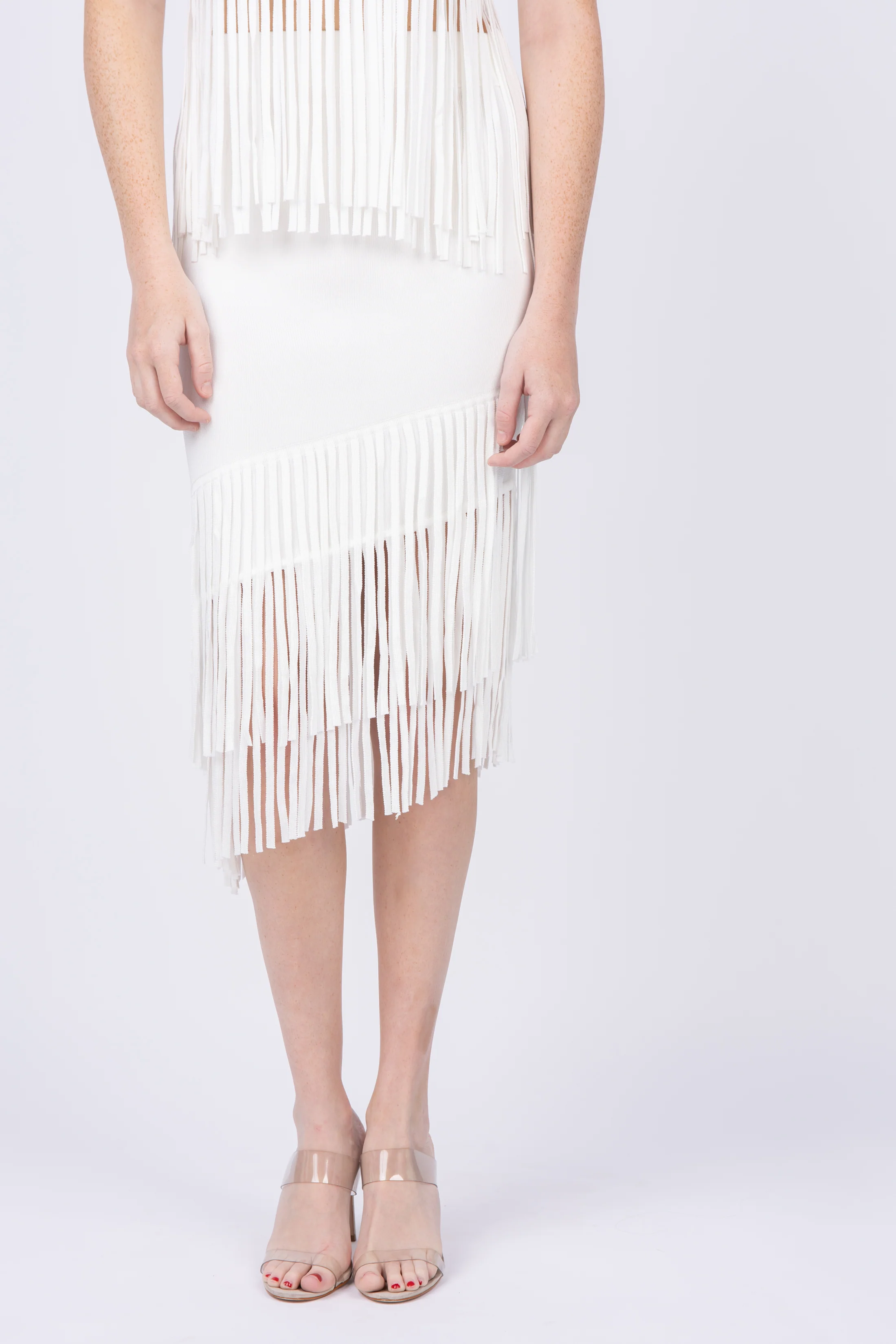 Classic Toccin Hazel Fringe Skirt in Optic Sophisticated