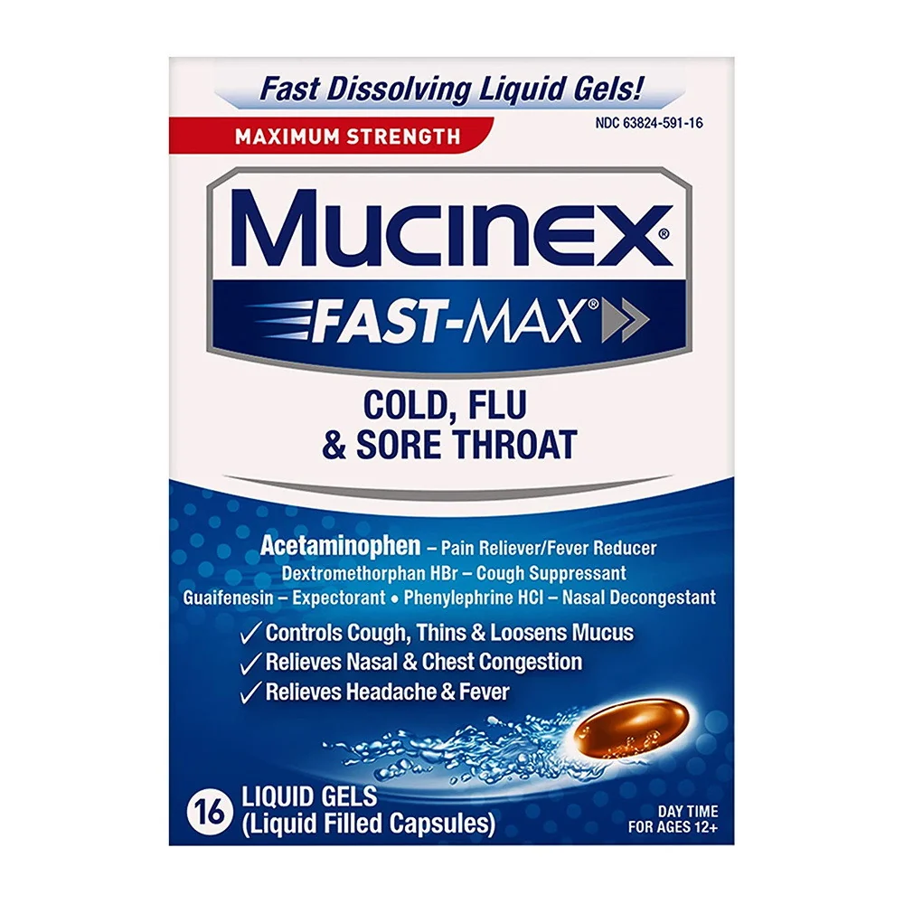 Top-Quality Mucinex Maximum Strength Cold Flu Sore Throat Liquid Gels - 16 ea Crafted