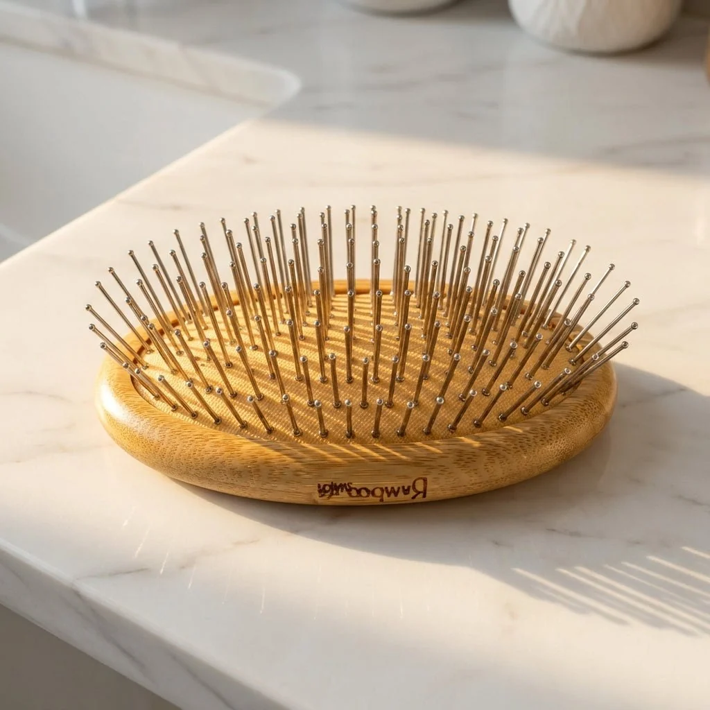Smart Bamboo Round Hair Brush Wired Bristles Verified