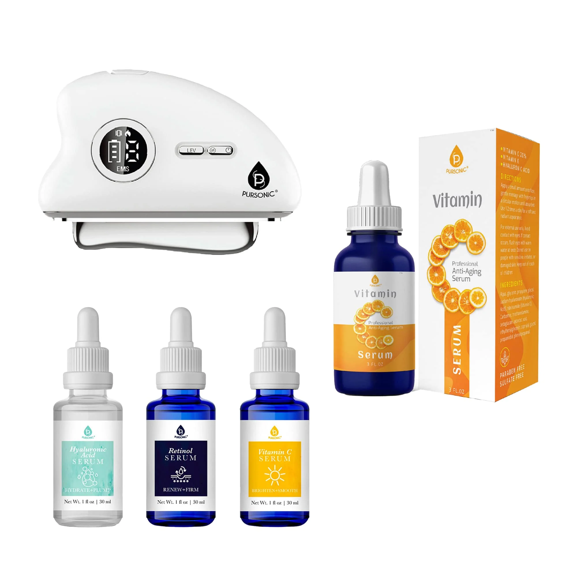 Expertly Made PURSONIC 3-in-1 Advanced Skincare LED Light Bundle Next-Generation