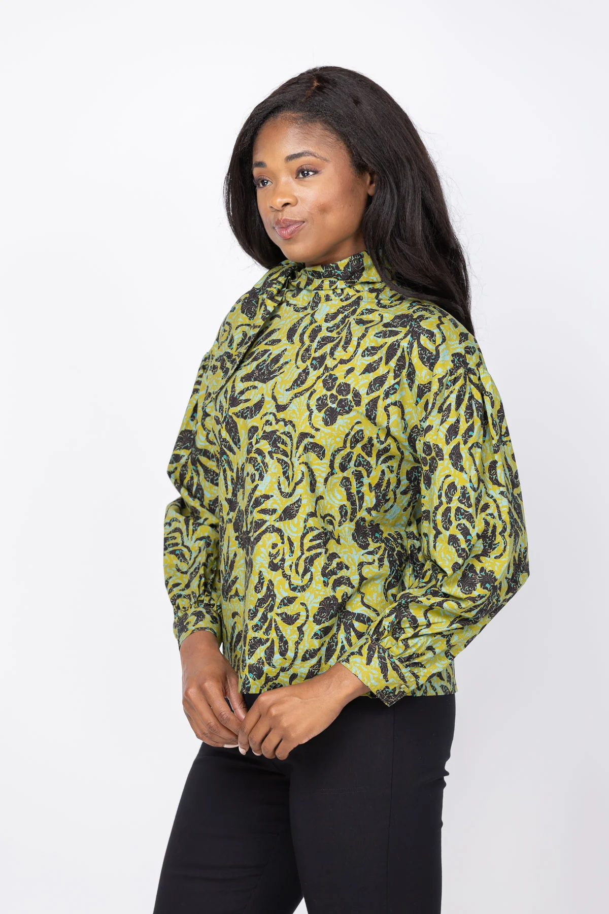 Authentic Ulla Johnson Pastel Ls Cotton Blouse in Chartreuse Enhanced