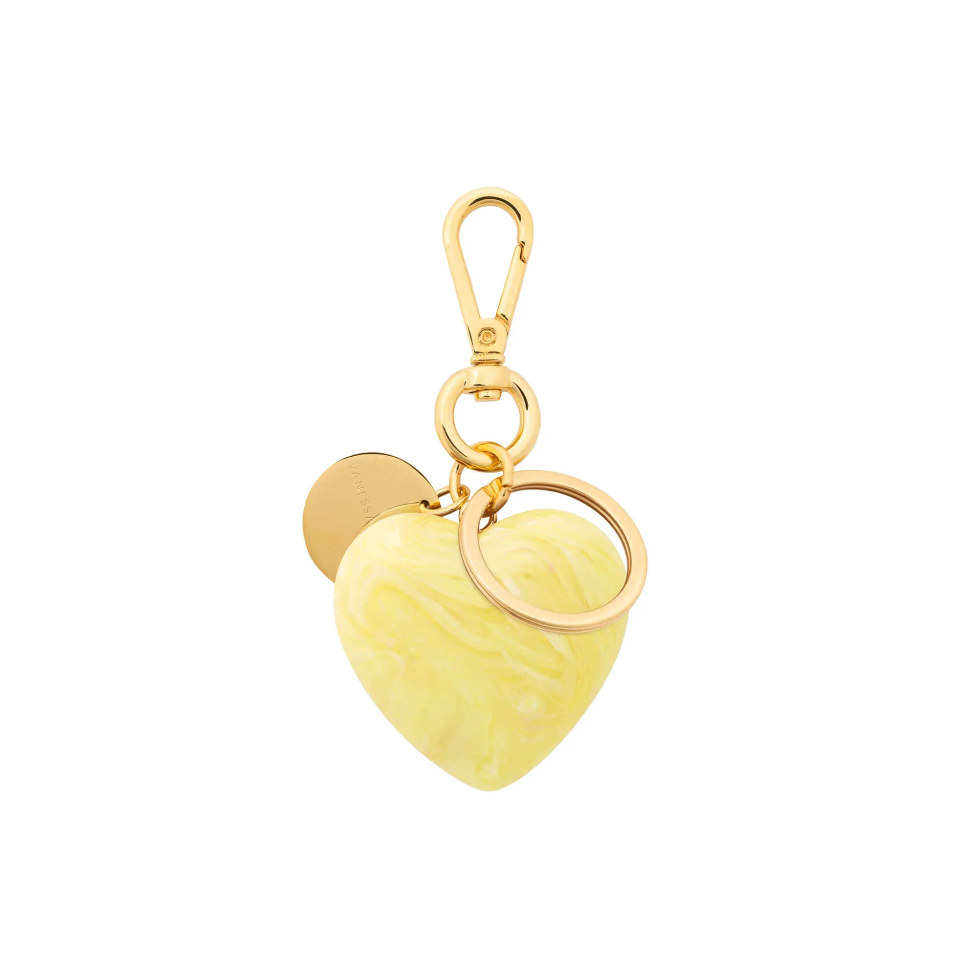 Organic Vanessa Baroni Heart Key Chain Charm in Lemon Marble Premium