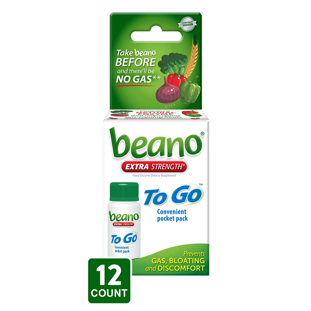 Original Beano To Go Food Enzyme Dietary Supplement Tablets 12 Ea Efficient