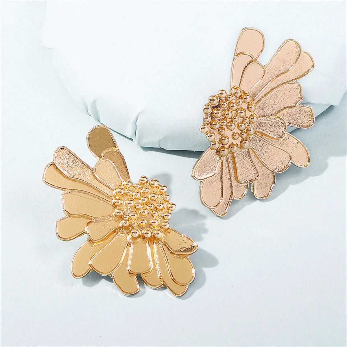 Advanced Goldtone Mum Stud Earrings Contemporary