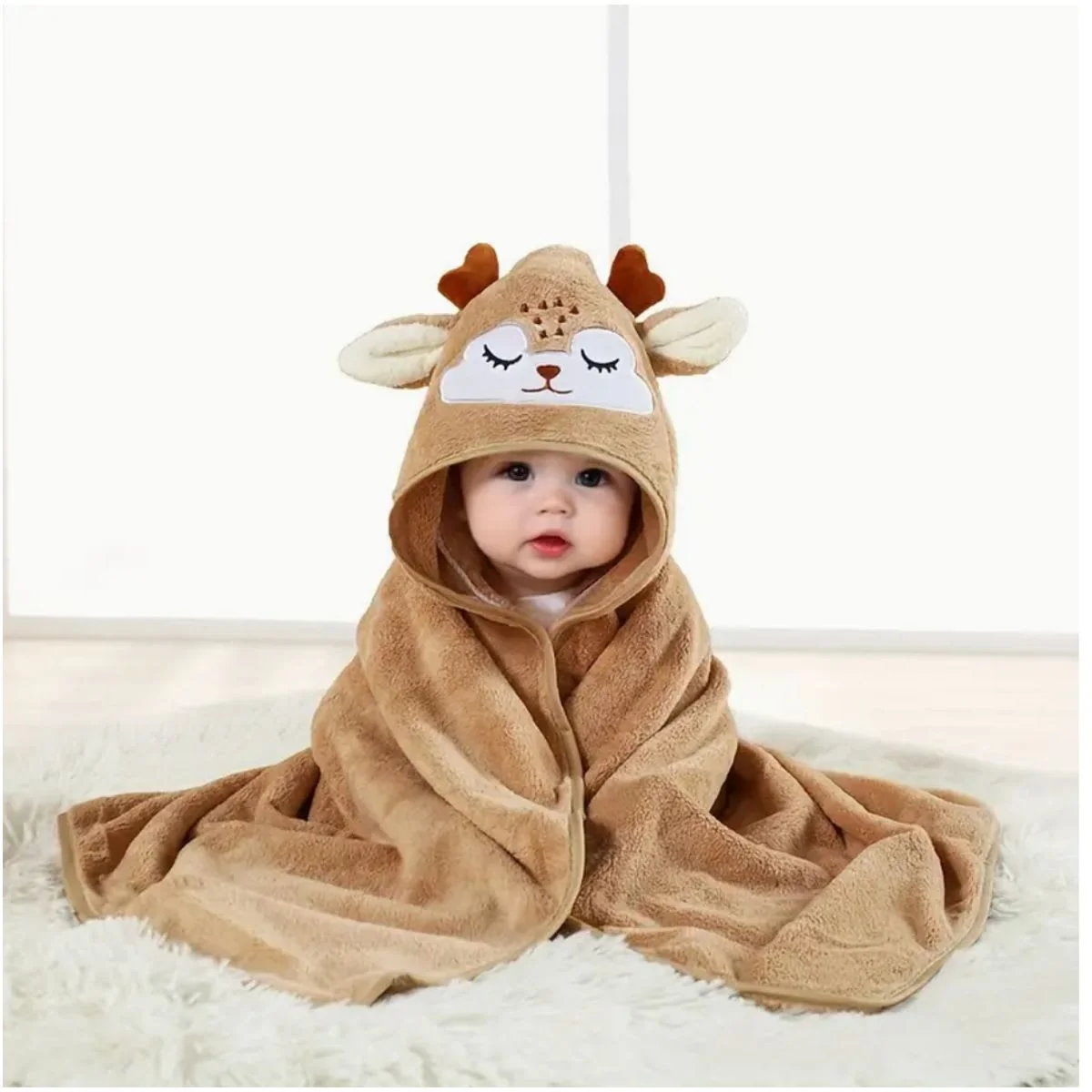 Sustainable Cute Animal Hooded Baby Bath Towel - Ultra Soft Coral Fleece for Infants Toddlers Innovative