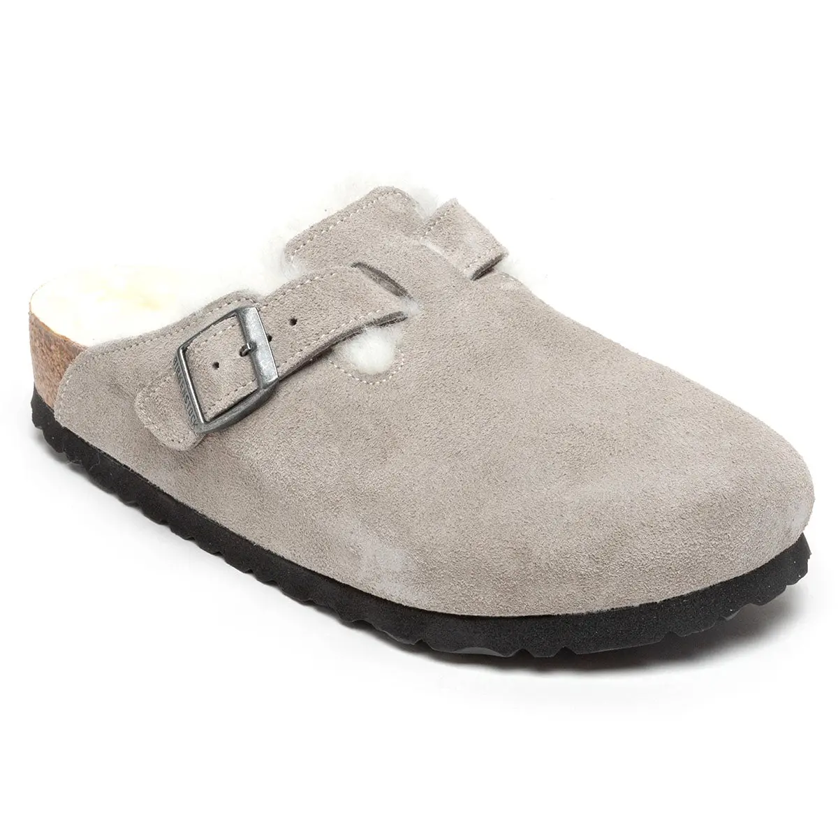 Powerful Birkenstock Boston Shearling Suede Leather Stone Coin Clogs Flexible