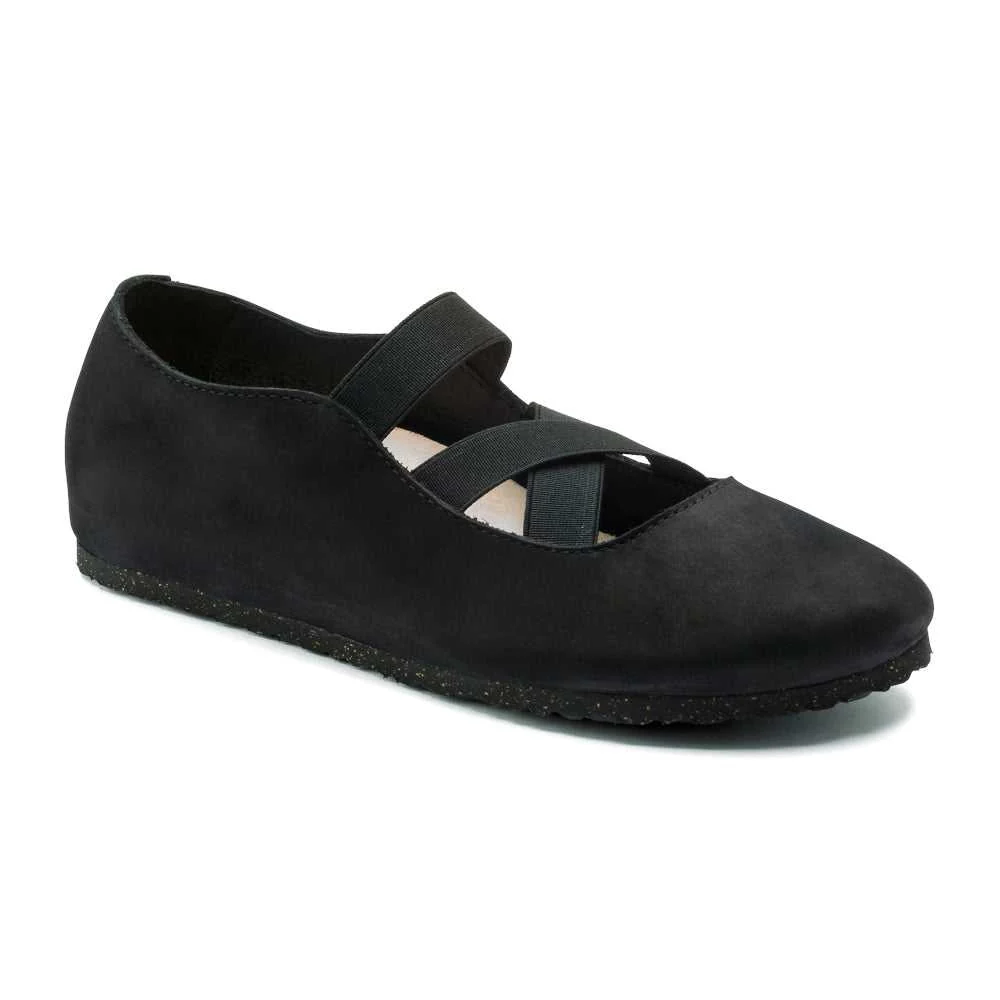 Superior Birkenstock Women's Santa Ana Nubuck Leather Black Ballet Flat Specialty