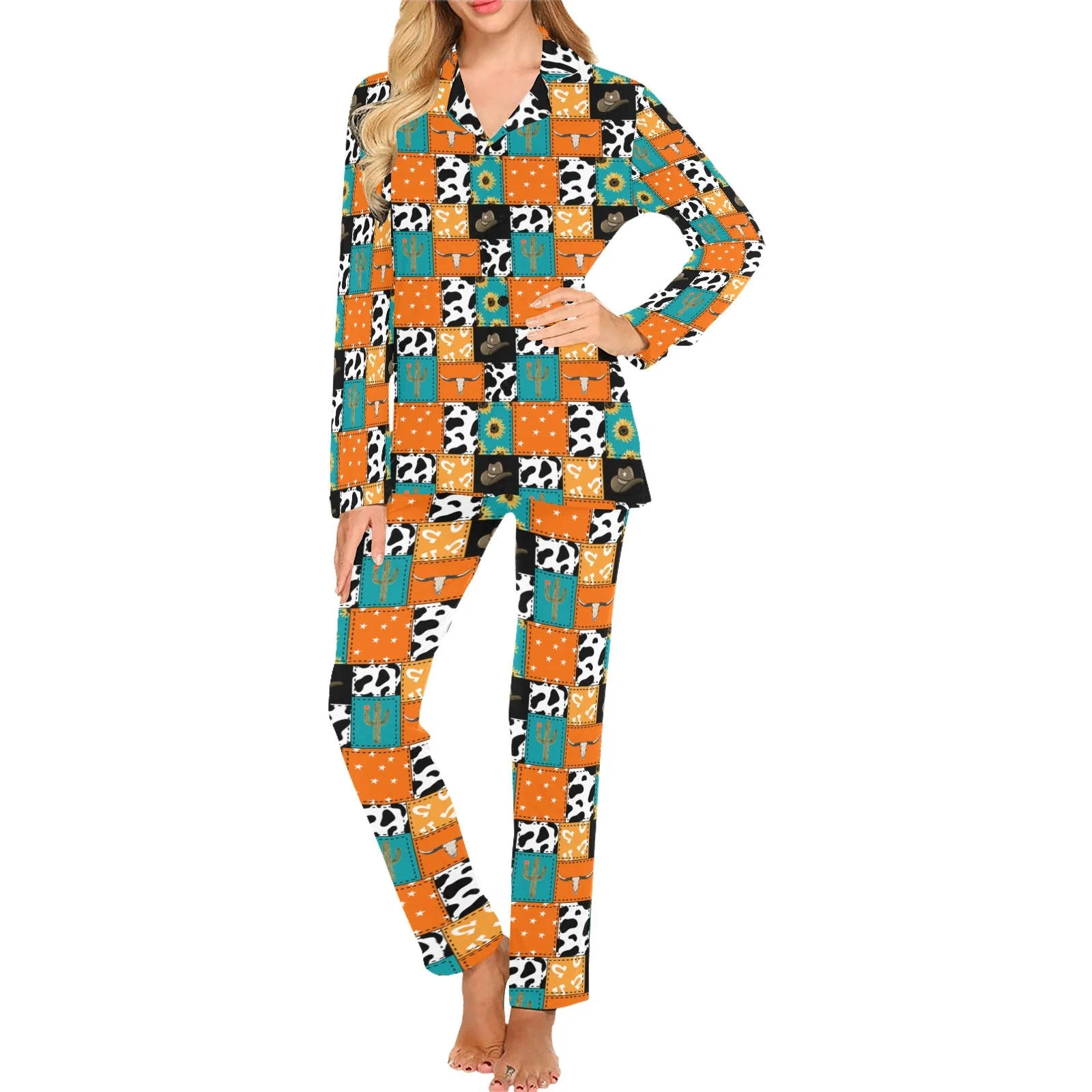 High-Grade Western Patchwork Women's Western Pajama Set Artisan