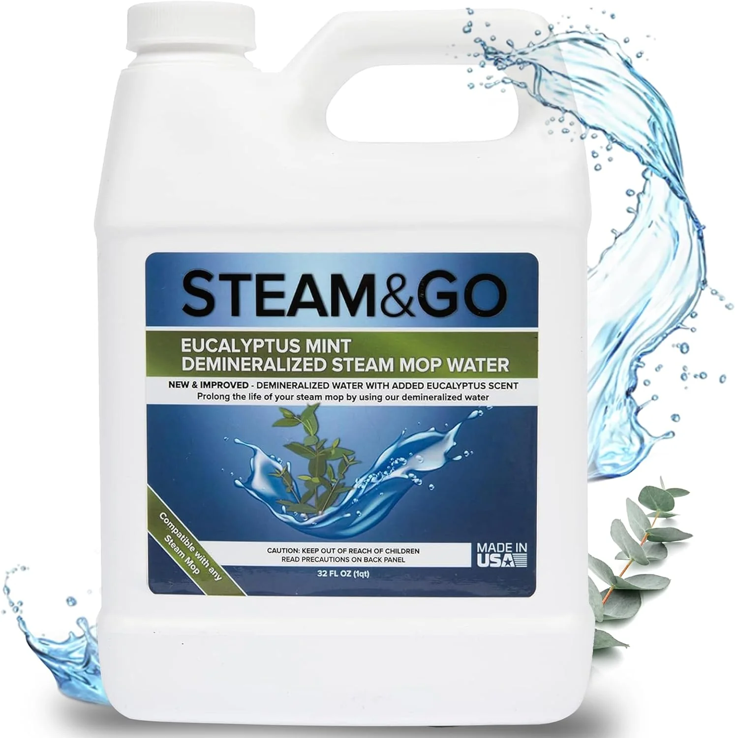 Official Steam Go Eucalyptus Mint Demineralized Water for Steam Mops 32oz Trendy
