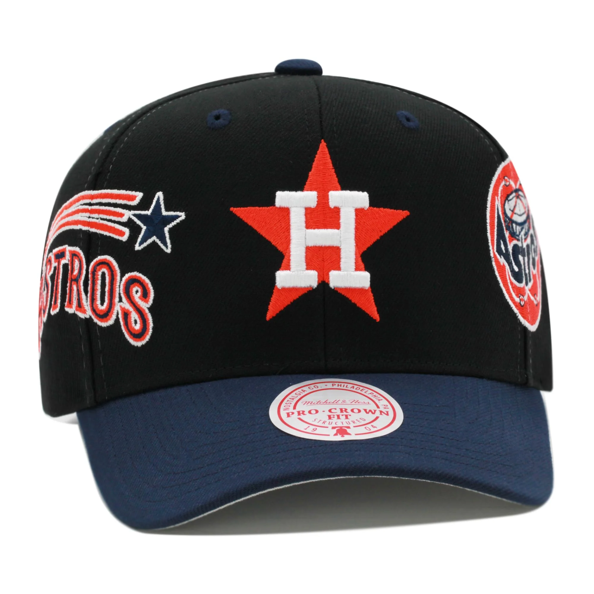 Comfortable Mitchell Ness Men's MLB Overbite Pro Snapback Coop Astros Snapback Caps Smart