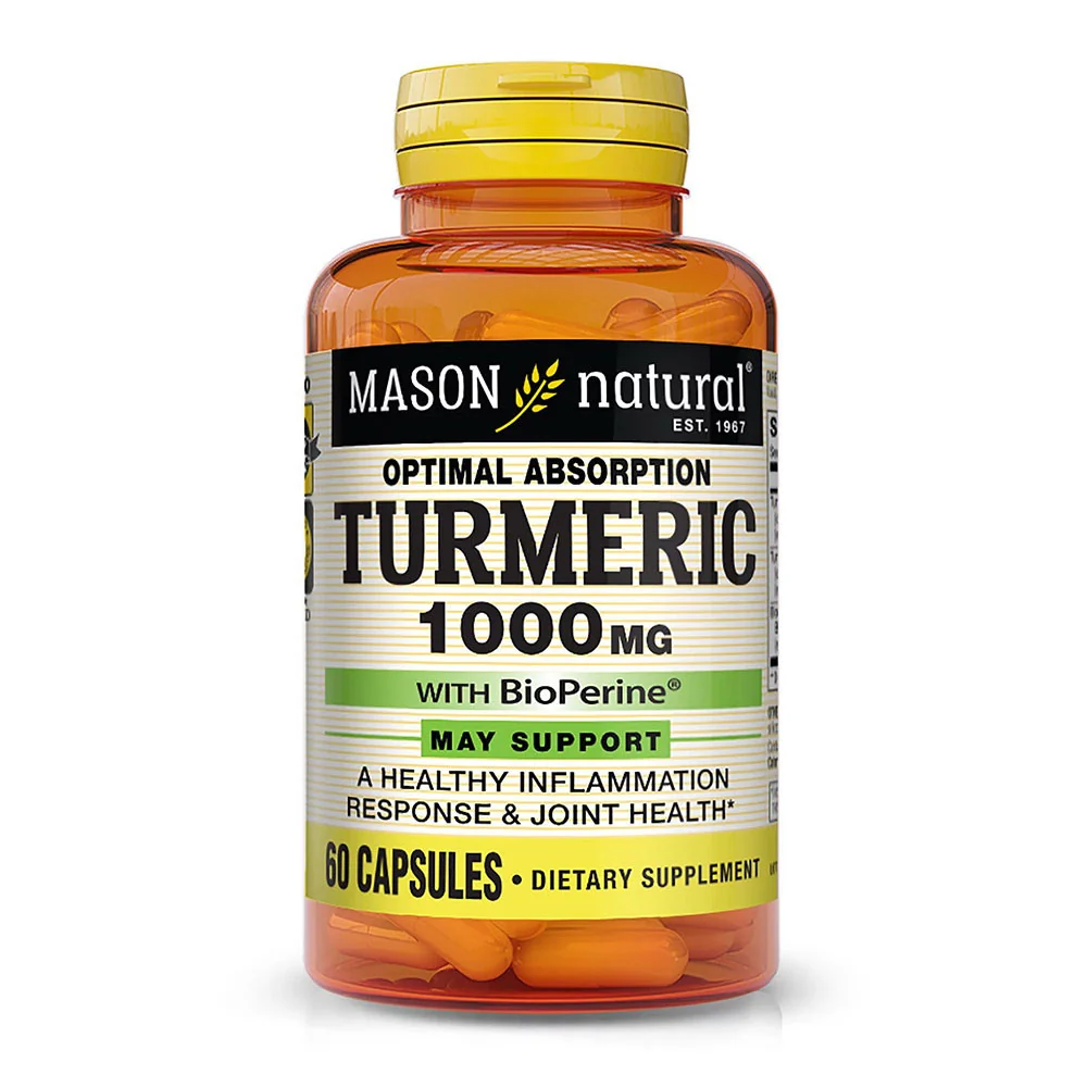 Excellent Mason Natural Turmeric 1000 Mg with BioPerine Capsules 60 Ea Pure