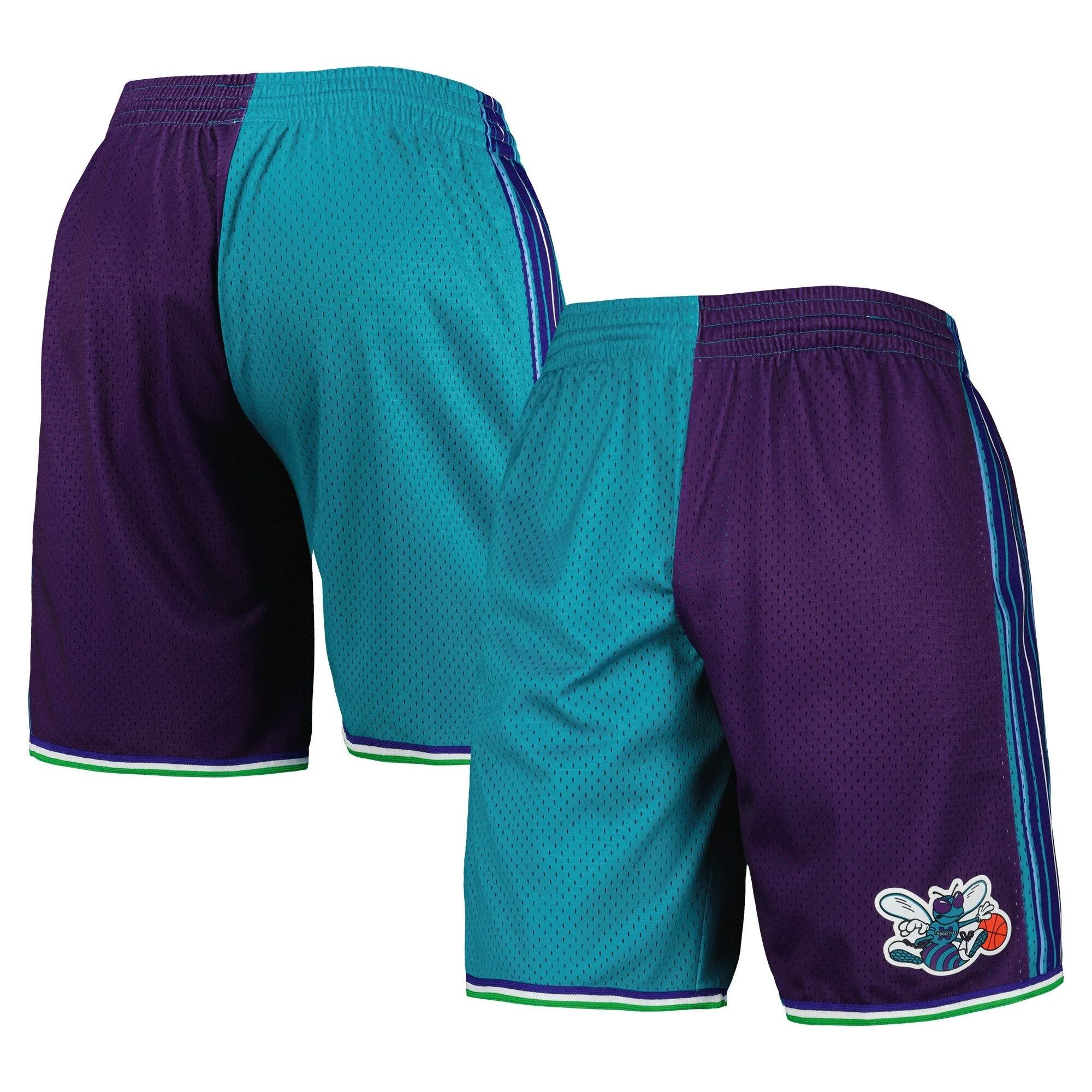 Verified Mitchell Ness NBA Split Swingman Shorts Charlotte Hornets 1999 Official