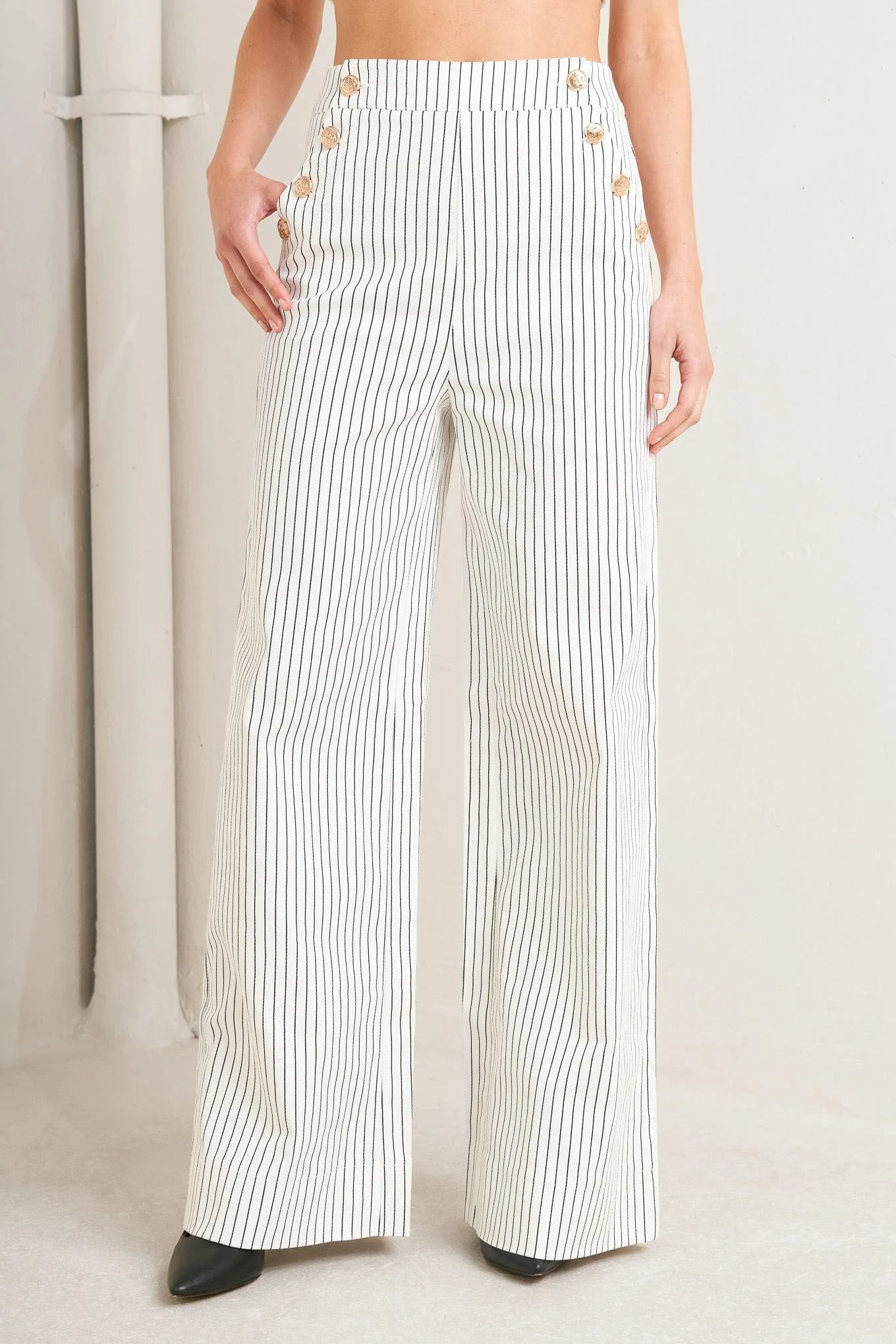 Elegant Effortless Form Stripe Woven Pants Eco-Friendly