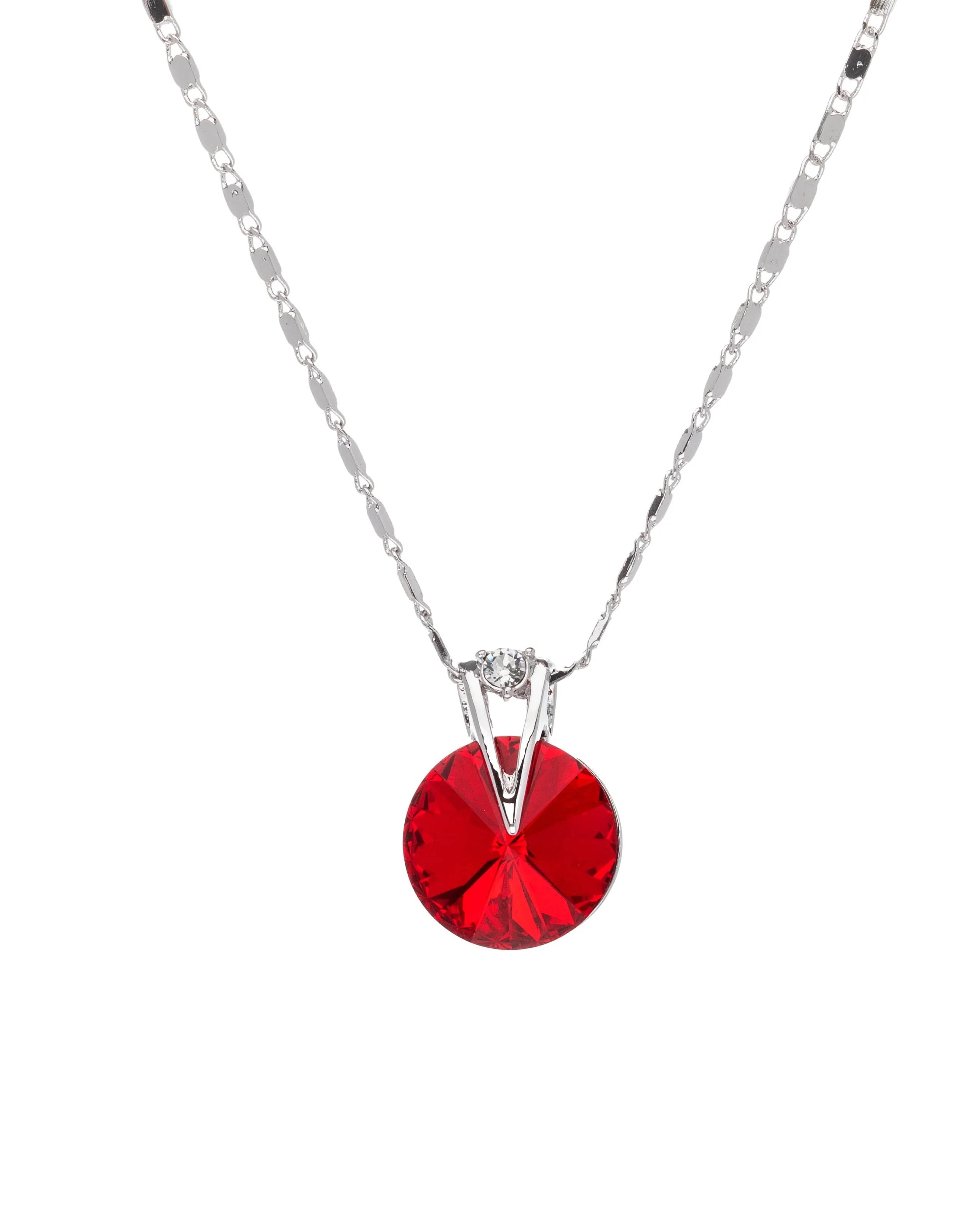 Advanced Crystal Siam Rivoli Pendant Necklace with Swaroki Crystals by callura Clean