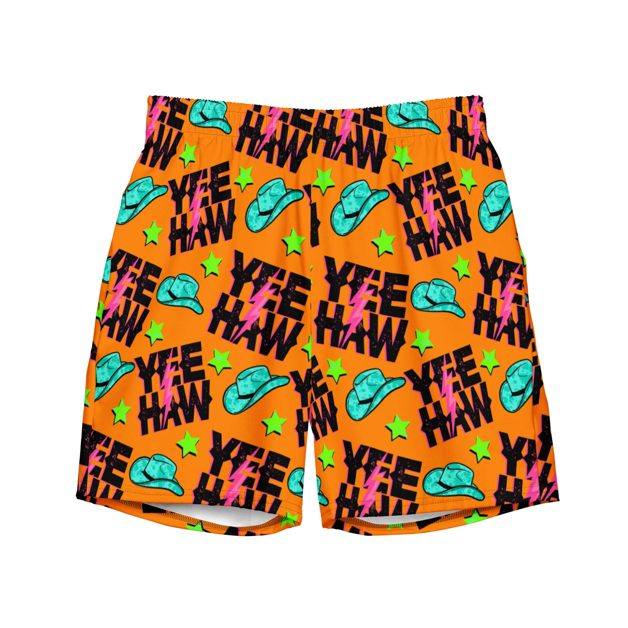 Convenient Baha Ranch Yeehaw Orange Men's Swim Trunks Eco-Friendly