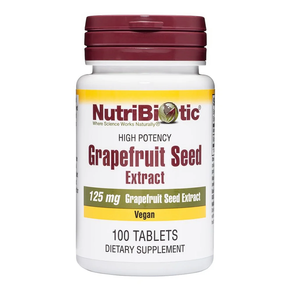 Fine Crafted NutriBiotic 125 mg Grapefruit Seed Extract Tablets for Immune Support and Antioxidant Protection 100Ea Pure