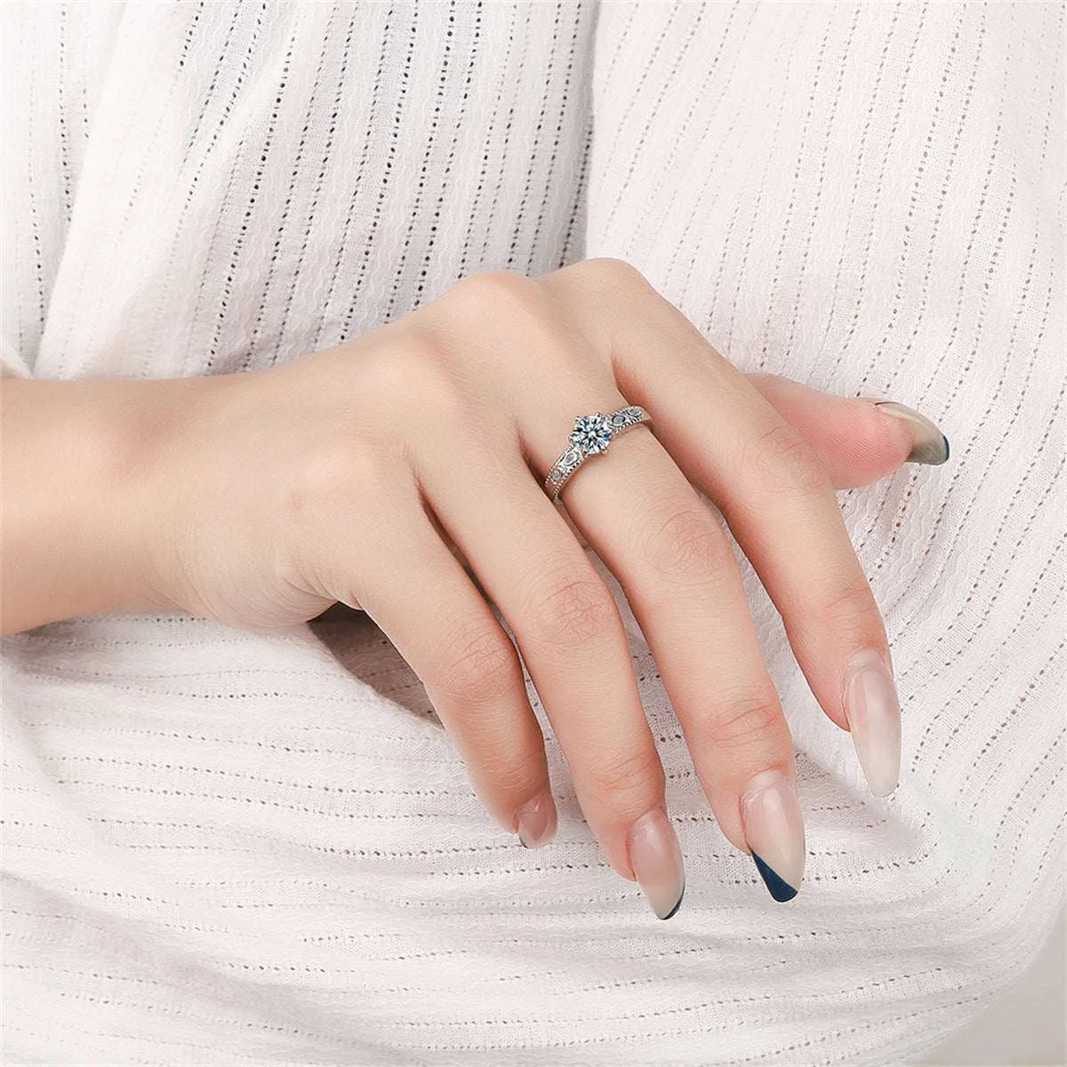 World-Class Cubic Zirconia Silvertone Prong-Set Adjustable Cocktail Ring Exclusive